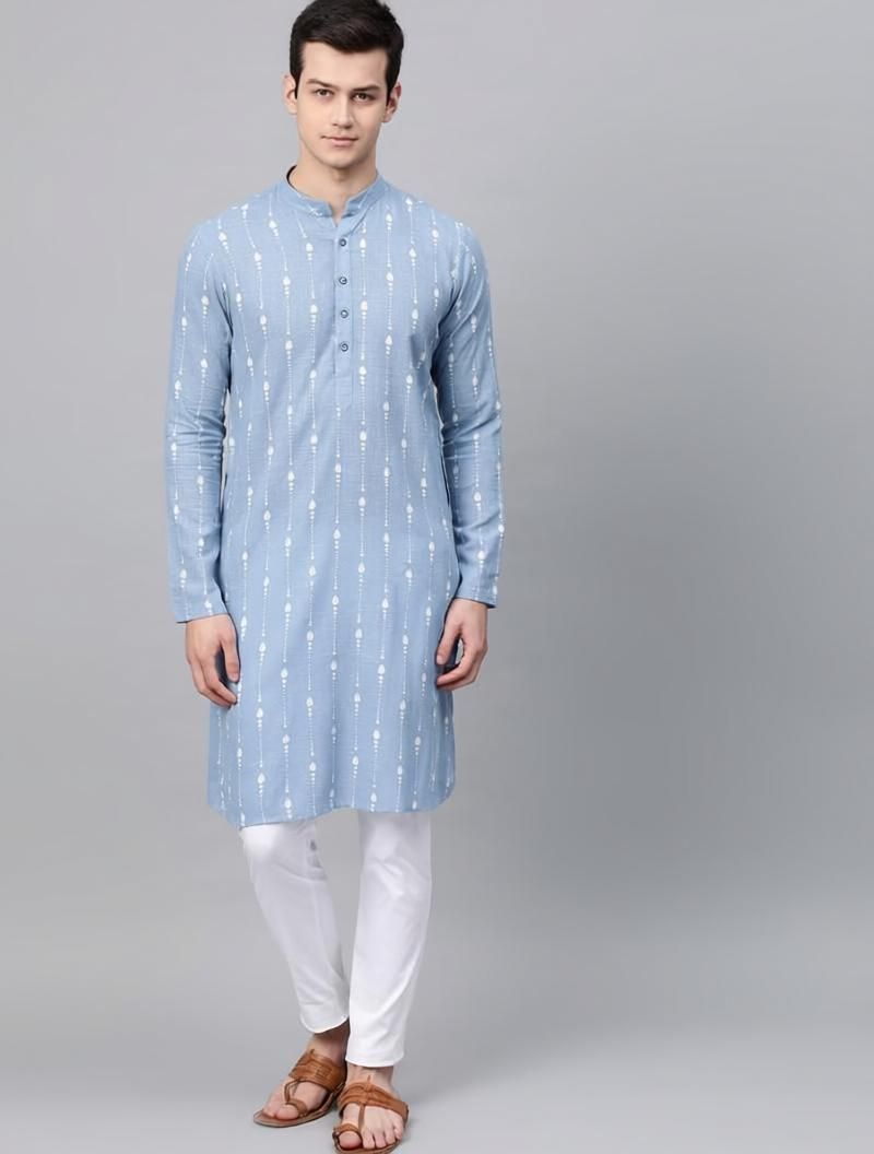 amudee fashion Printed Cotton Blend Straight Kurta for Men-picture-39