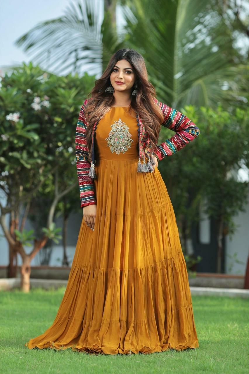 Embroidered Rayon Blend Stitched Anarkali Gown-image-42