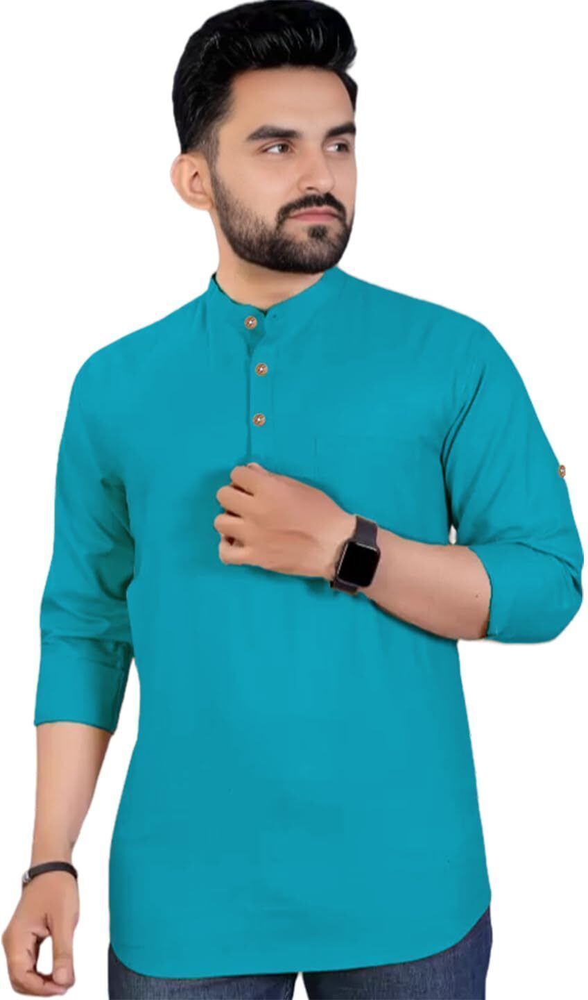 Solid Pure Cotton Straight Kurta for Men-image-14