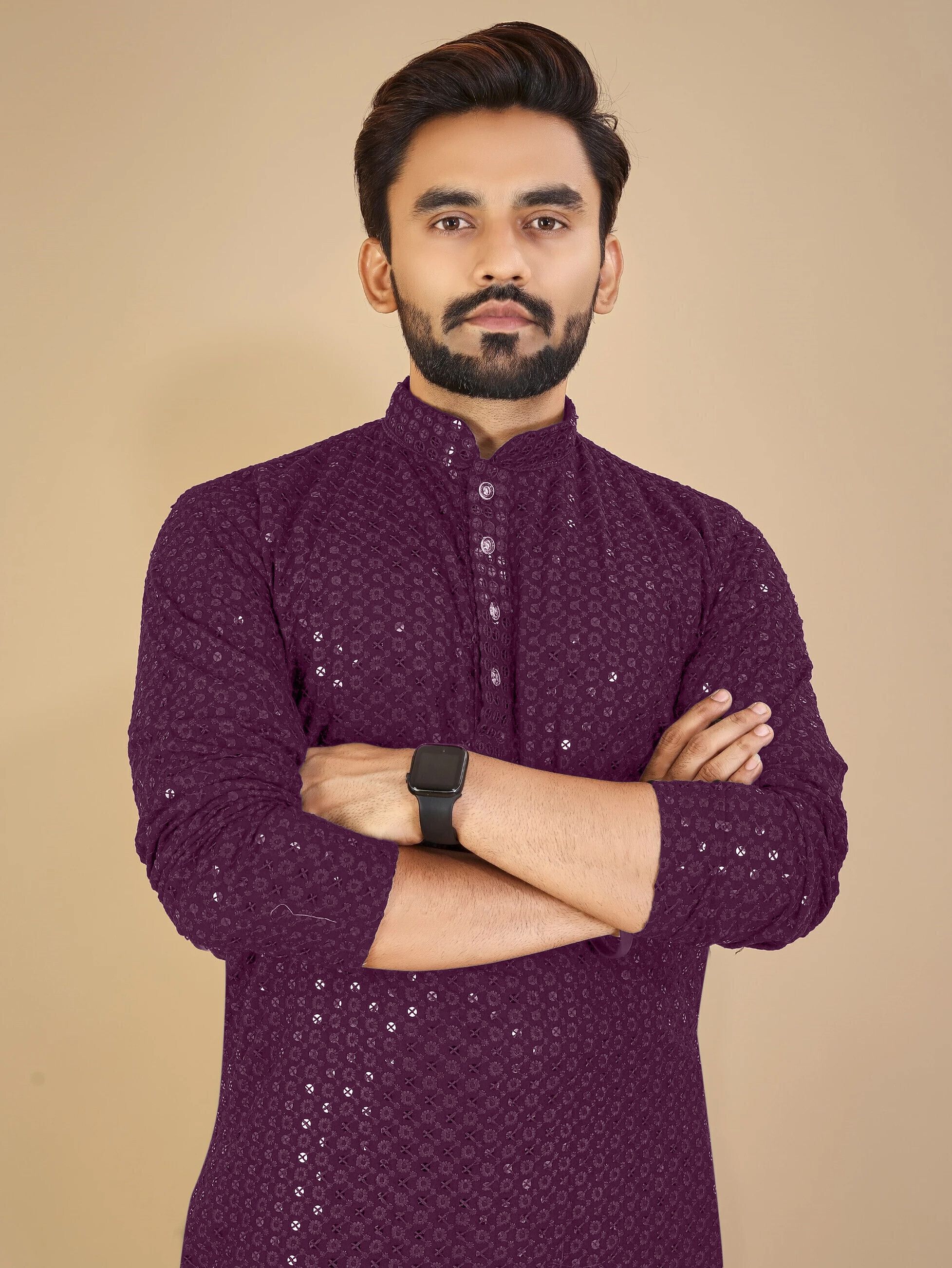 menskurta Men Embellished Cotton Rayon Straight Kurta-picture-22