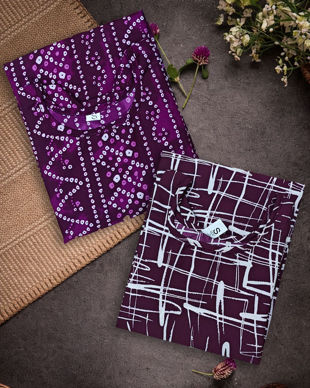 Pack of 2 Women Bandhani, Geometric Print Crepe A-line Kurta-image-27