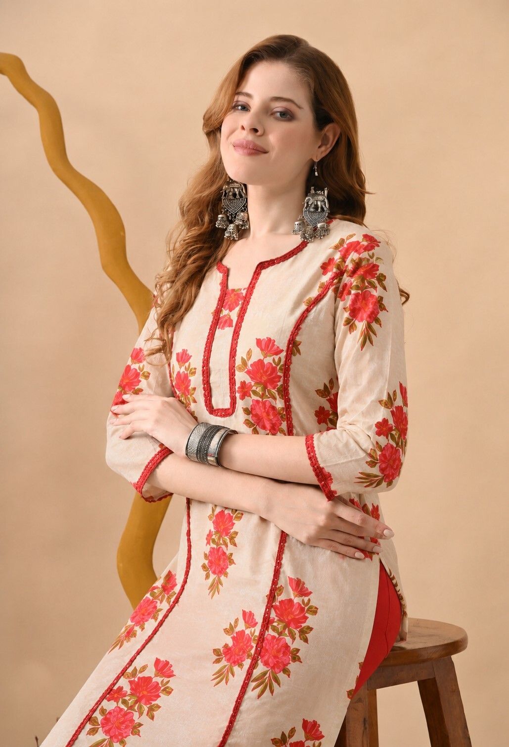 kkoutfits Printed Pure Cotton Straight Kurta for Women-picture-10