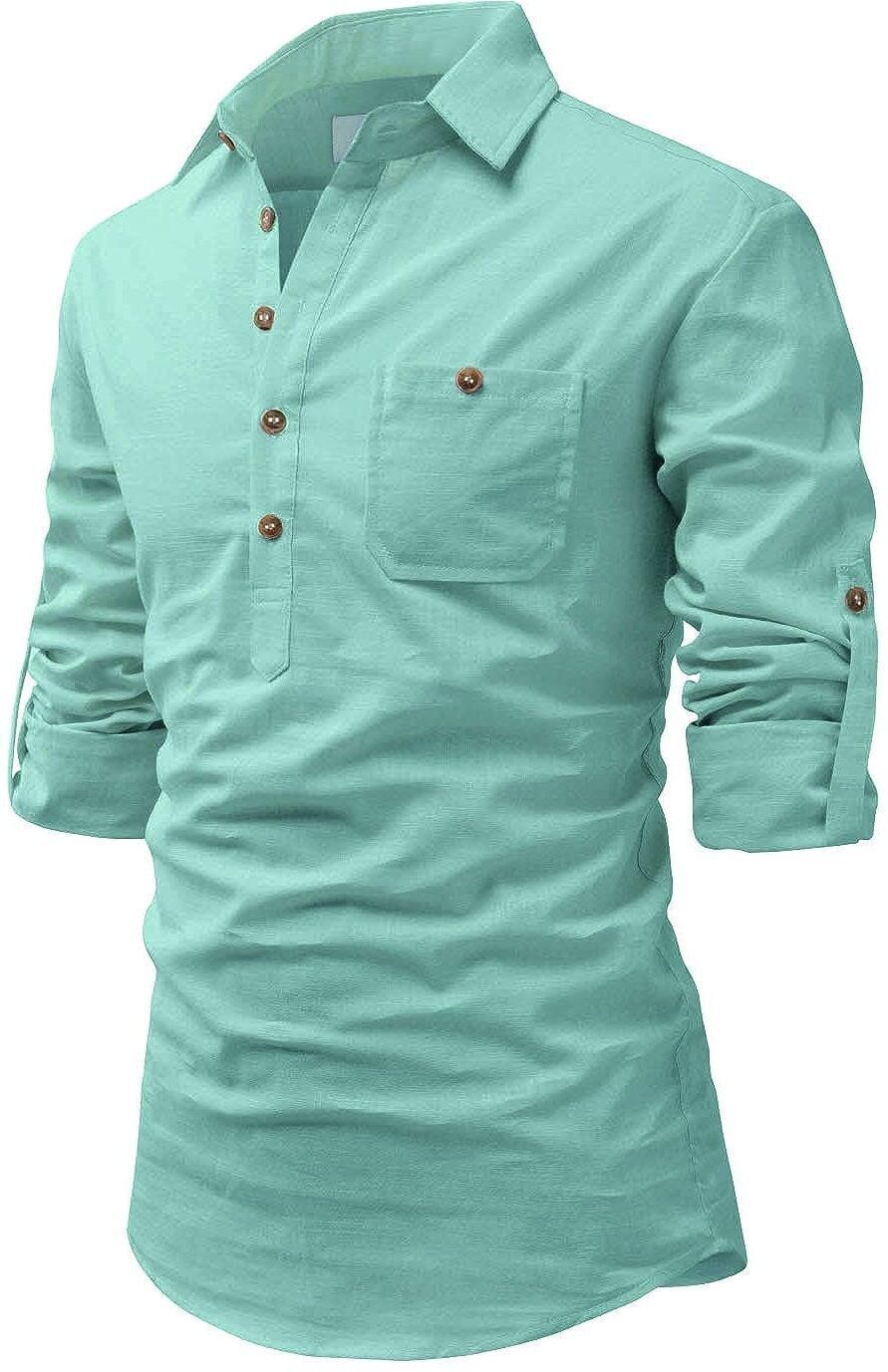 Solid Pure Cotton Straight Kurta for Men-image-34