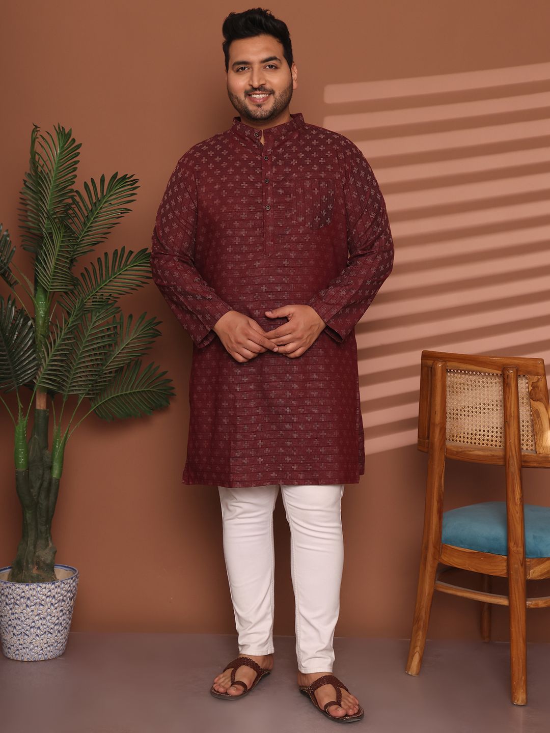 ed plus Printed Cotton Blend Straight Kurta for Men-picture-13