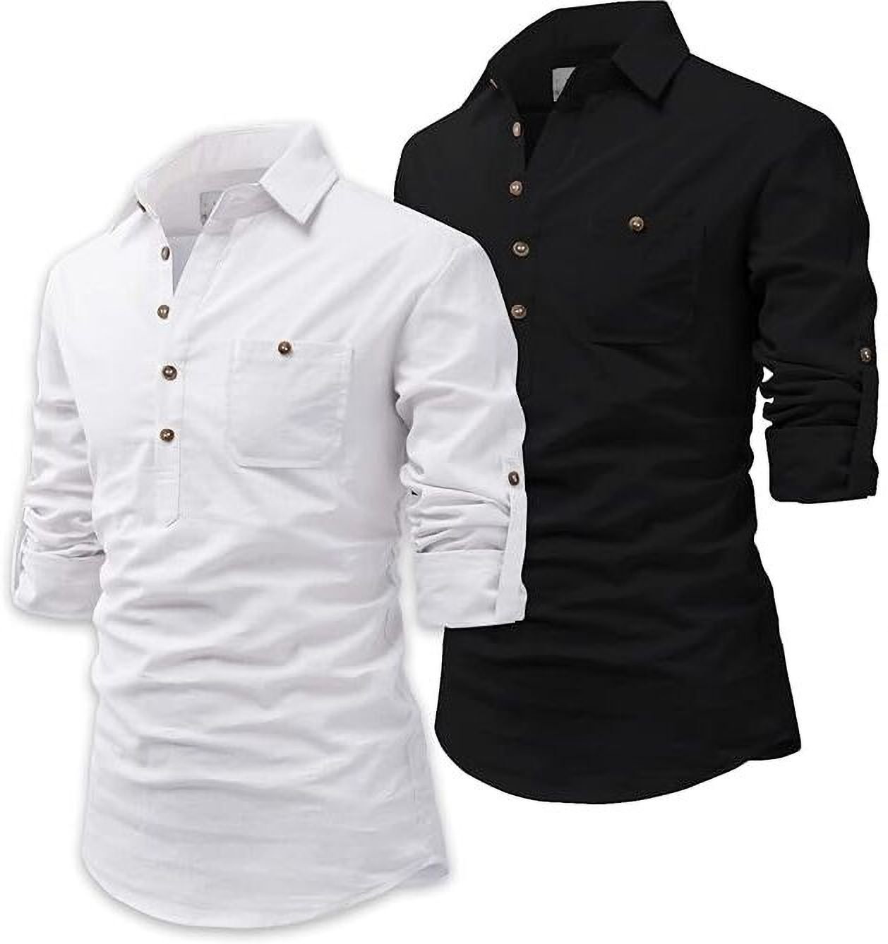 amritenterprise Pack of 2 Solid Cotton Blend Straight Kurta for Men-picture-24