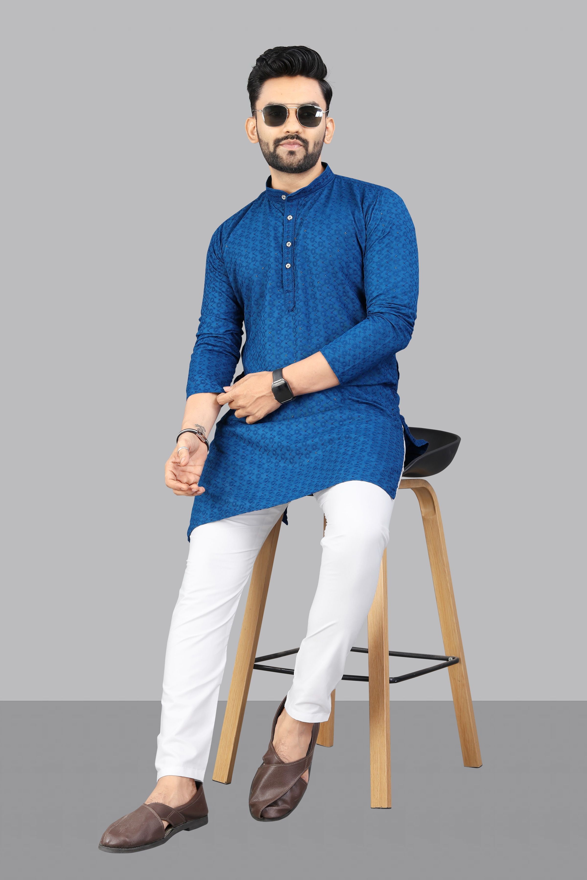 Men Viscose Rayon Kurta Pyjama Set-image-5