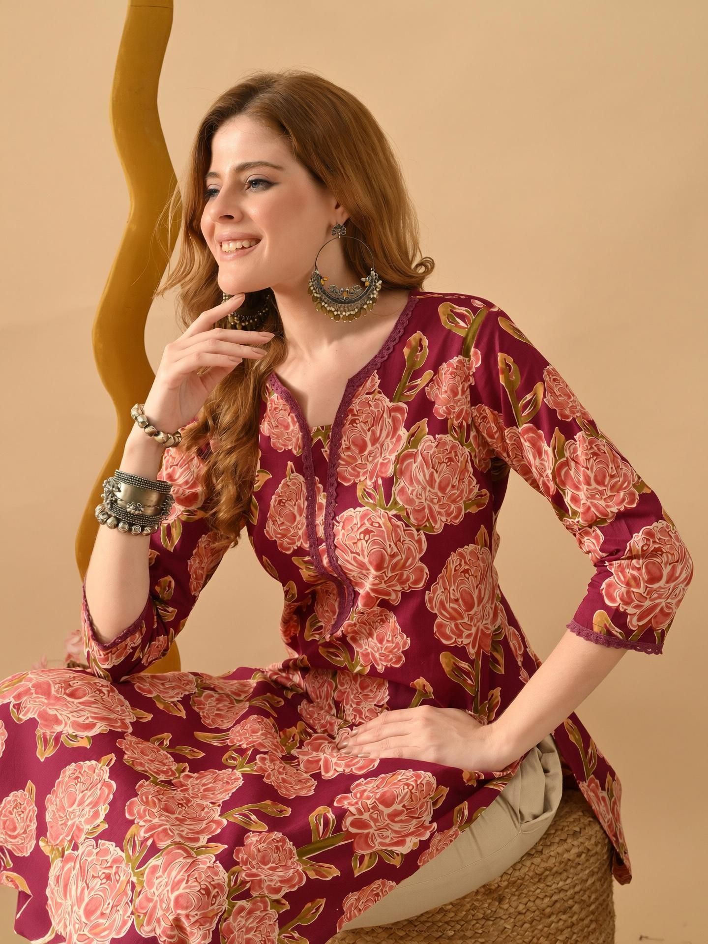 Embroidered Pure Cotton Straight Kurta for Women-image-18