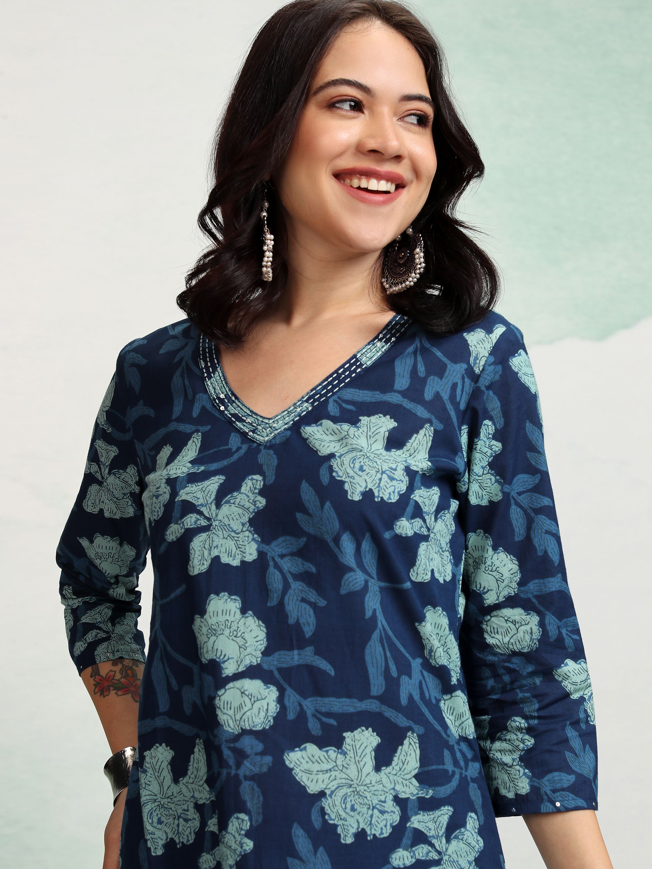 vishudh Women Printed Cotton Blend Straight Kurta-picture-10