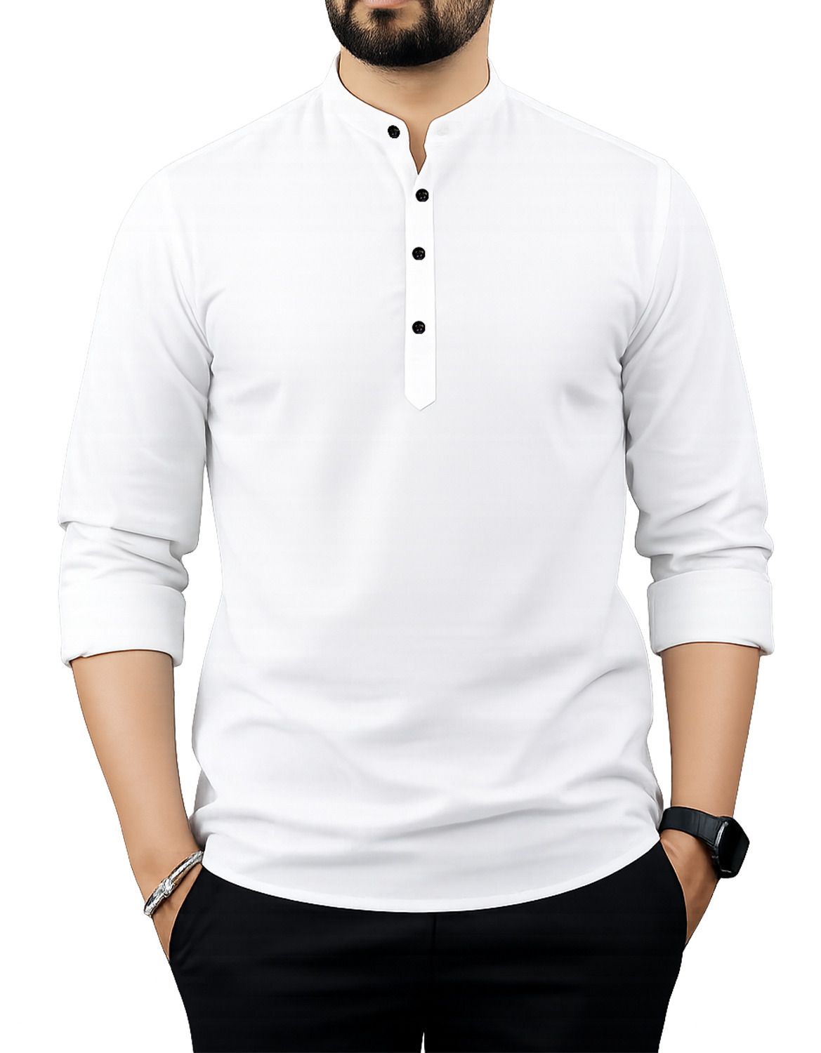fashion marts Men Solid Cotton Blend Straight Kurta-picture-17