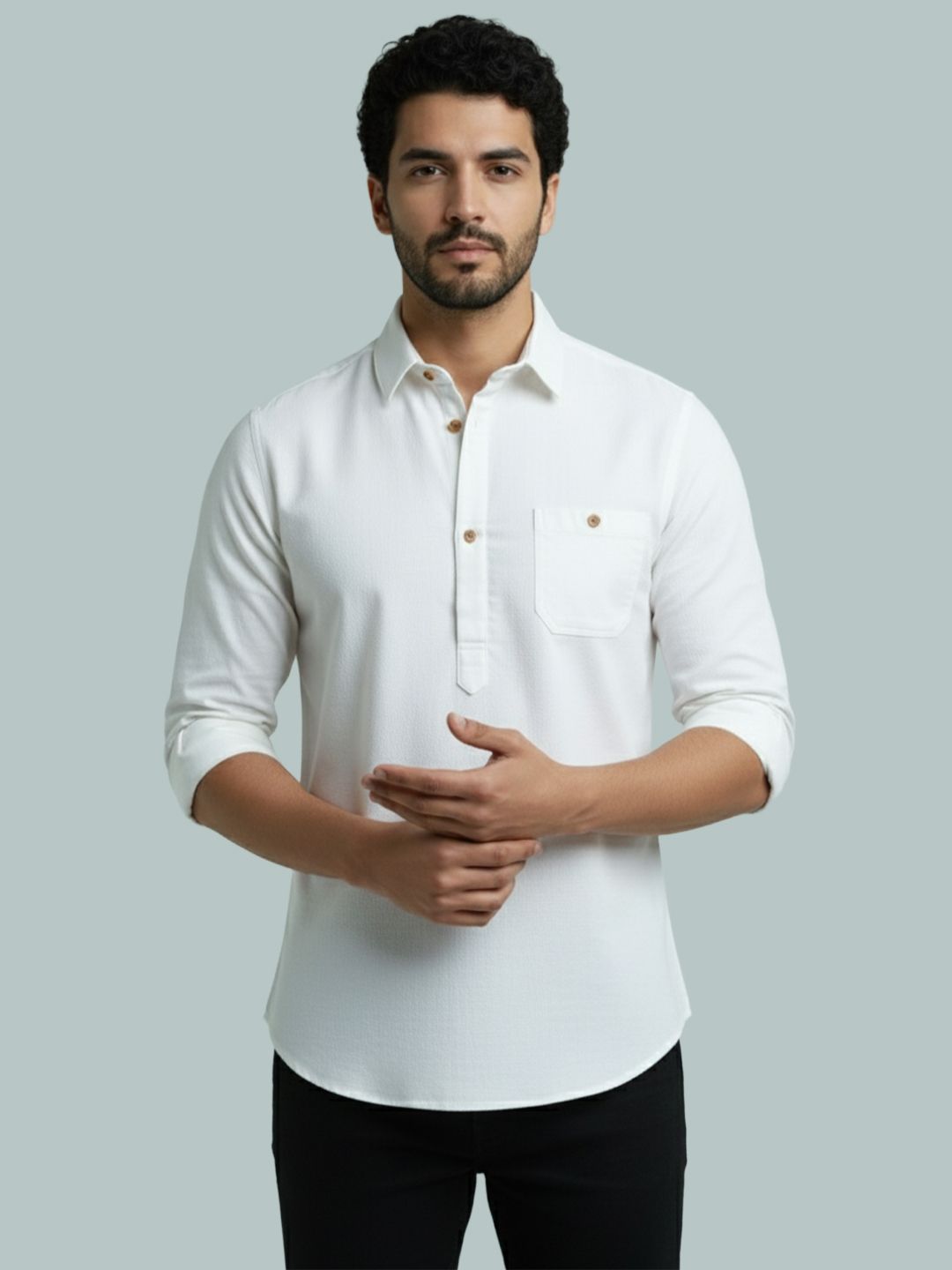 edinswoifs trend Solid Cotton Blend Straight Kurta for Men-picture-15
