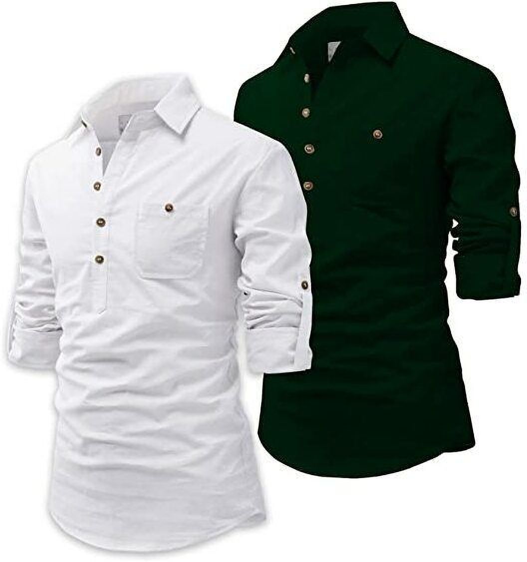 amritenterprise Pack of 2 Solid Cotton Blend Straight Kurta for Men-picture-24