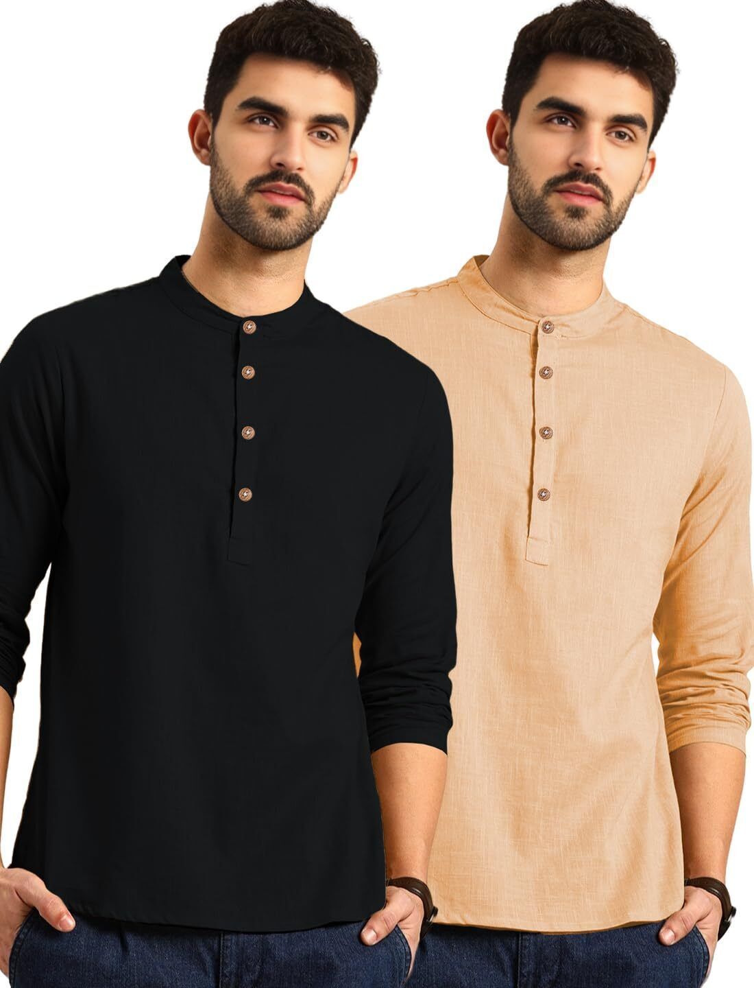 amritenterprise Pack of 2 Solid Pure Cotton Straight Kurta for Men-picture-10