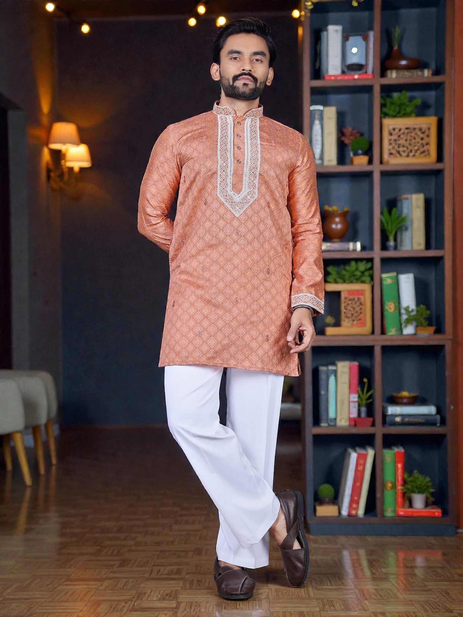 shagun trendz Woven Design Jacquard Straight Kurta for Men-picture-39