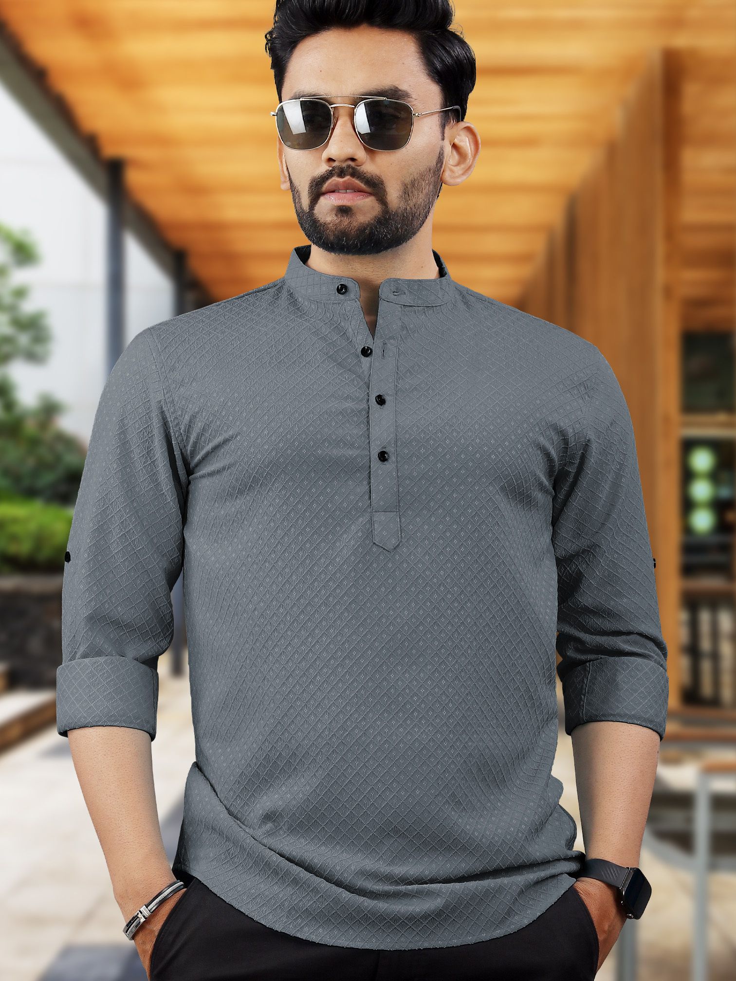 vebnor Men Self Design Jacquard Straight Kurta-picture-18