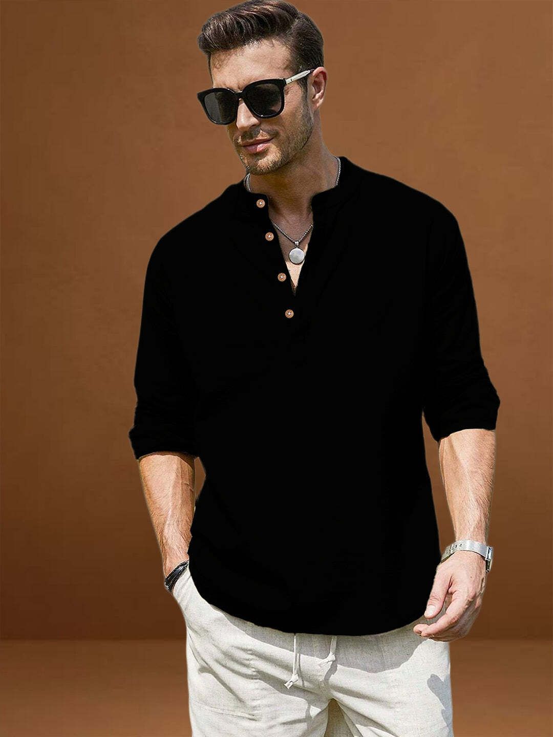 vida loca Solid Cotton Blend A-line Kurta for Men-picture-25