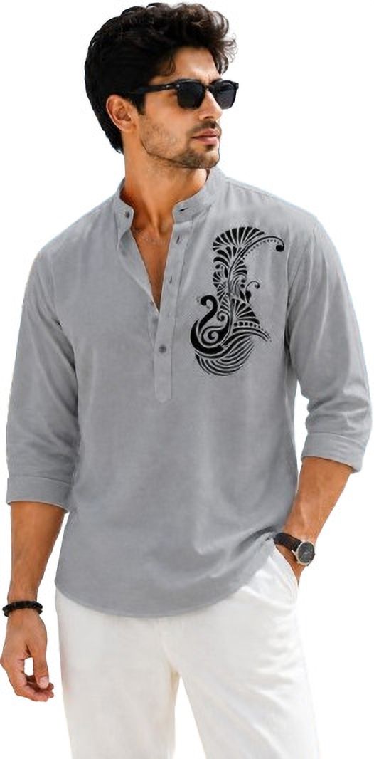 zakod Printed Cotton Blend Straight Kurta for Men-picture-14