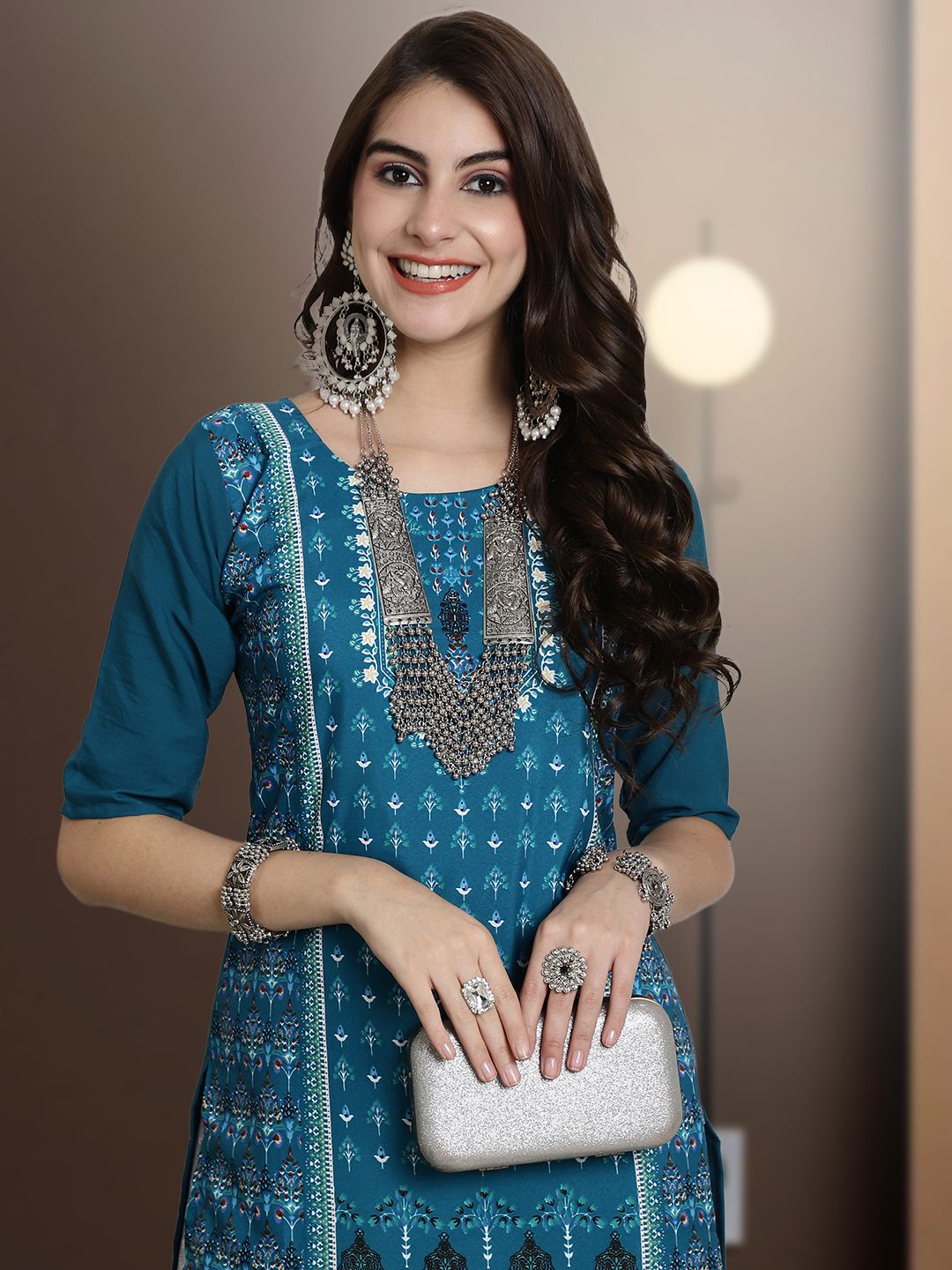 ethnicbasket Women Printed Crepe Straight Kurta-picture-13