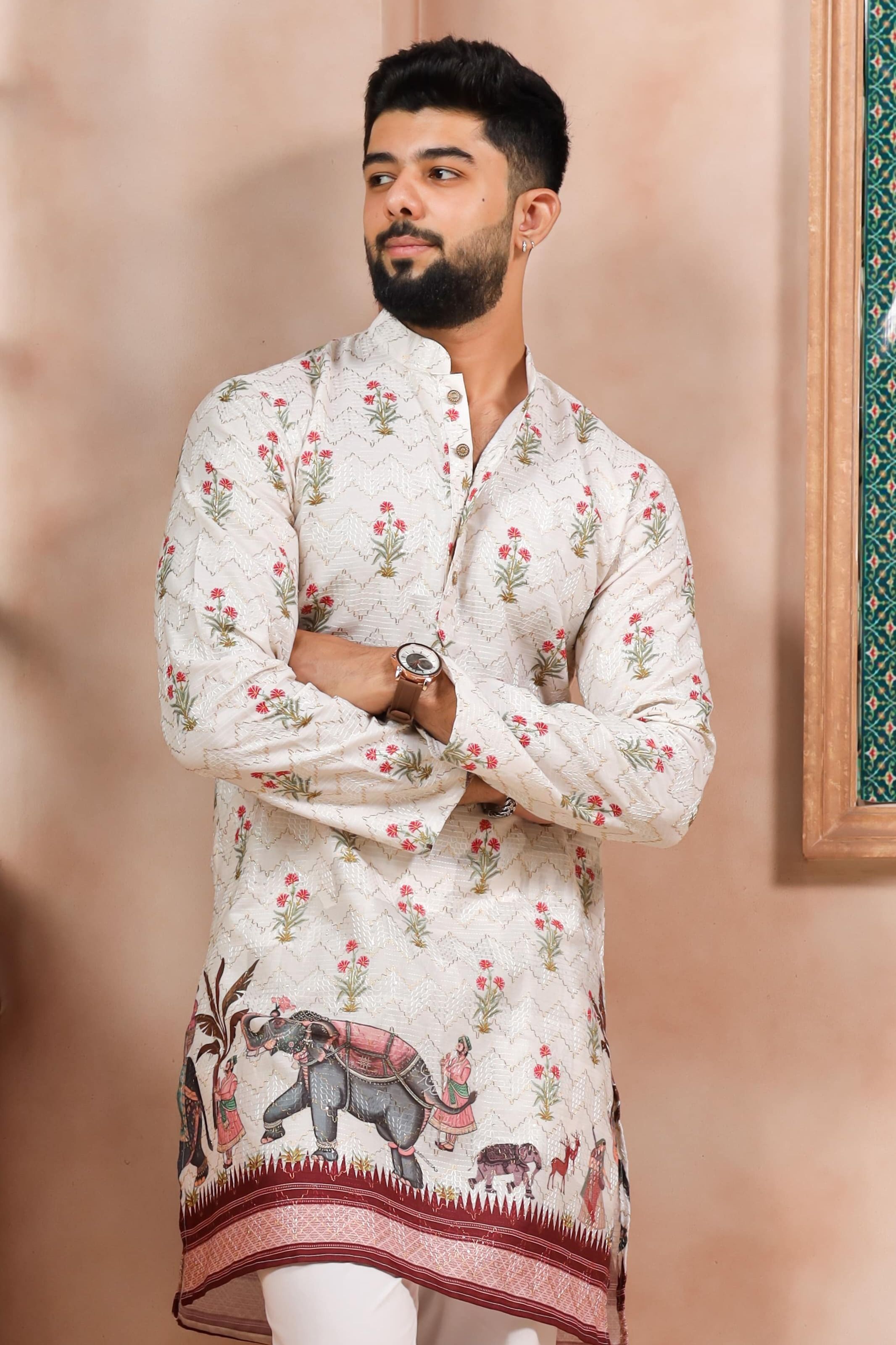 koshin Men Cotton Blend Kurta Pyjama Set-picture-25