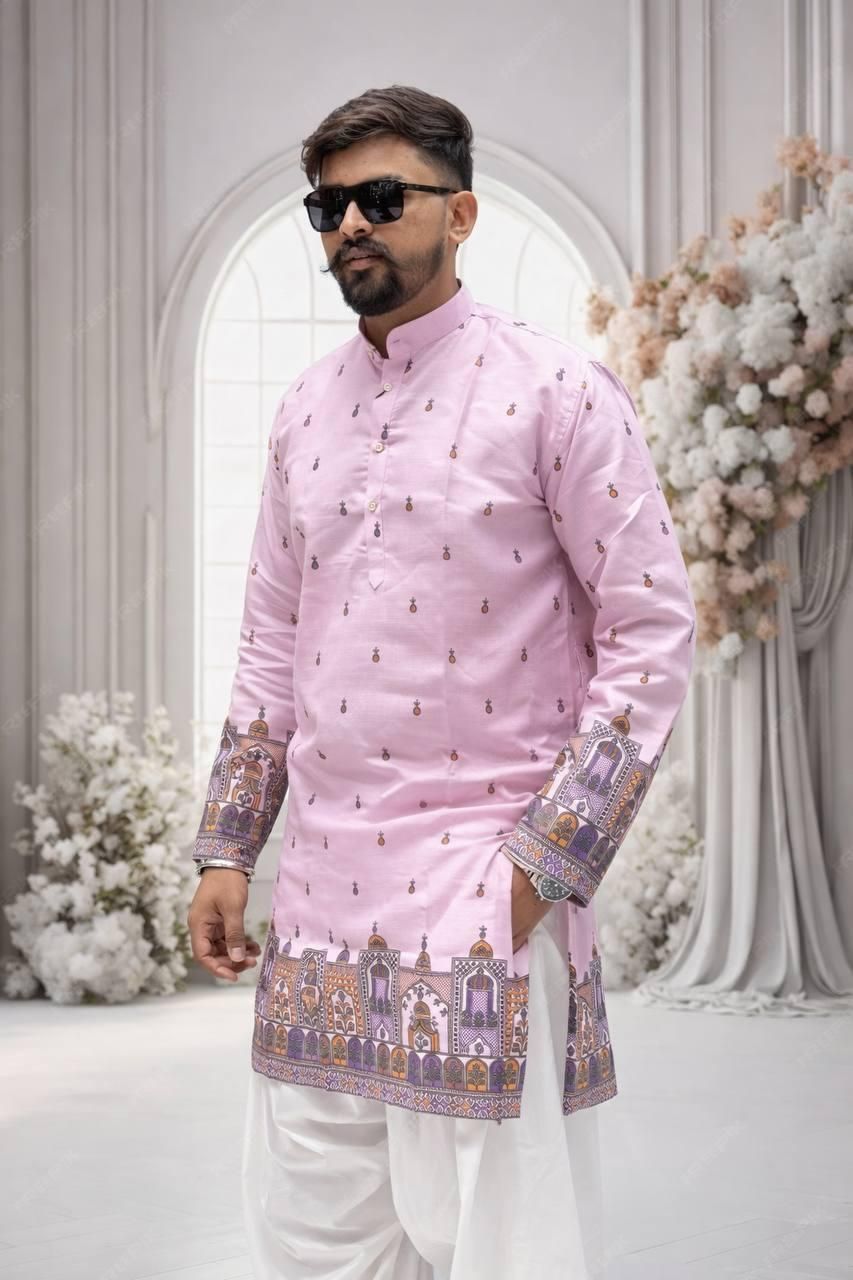 vijay enterprise Printed Pure Cotton Straight Kurta for Men-picture-22