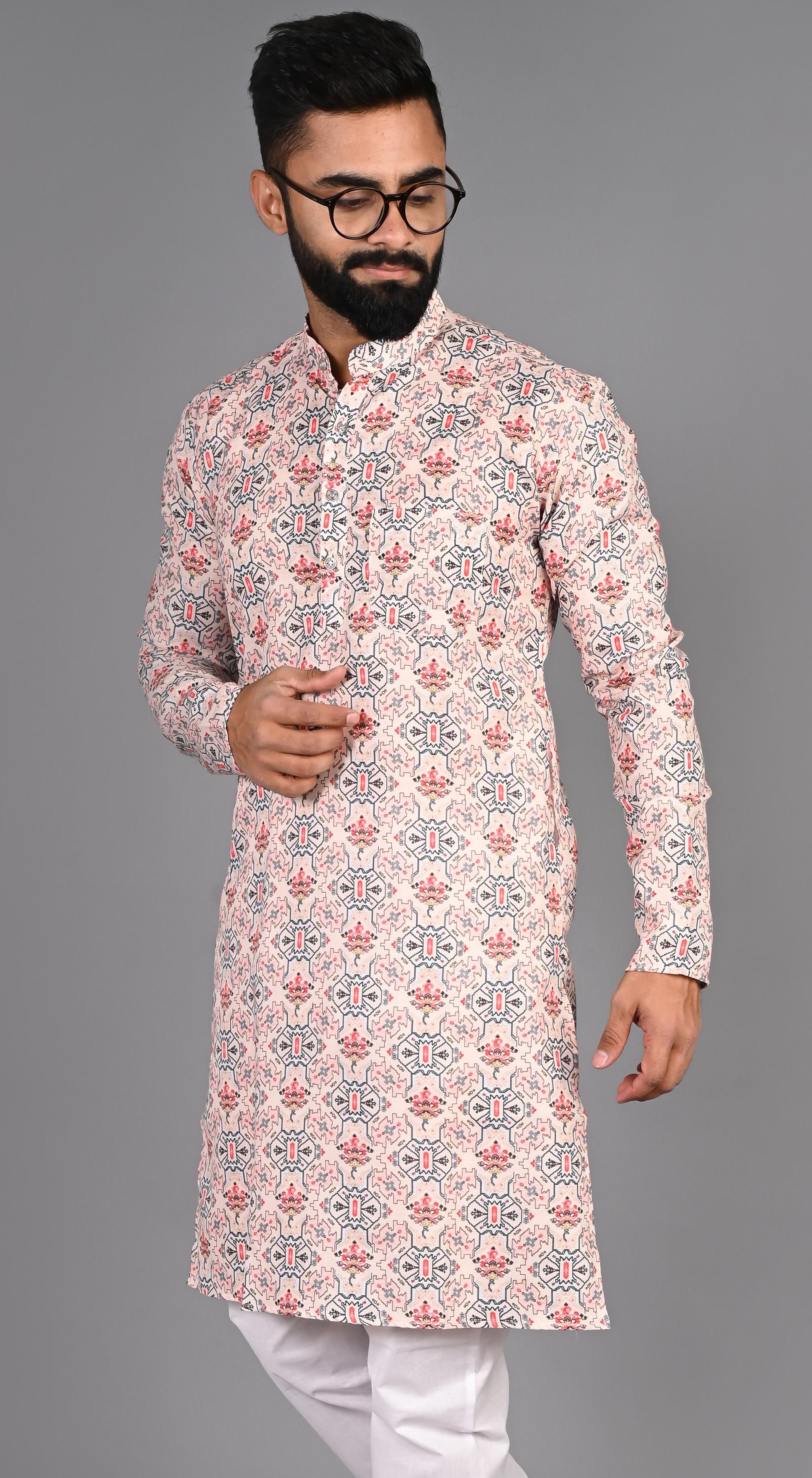 fubar Men Printed Cotton Blend Straight Kurta-picture-24