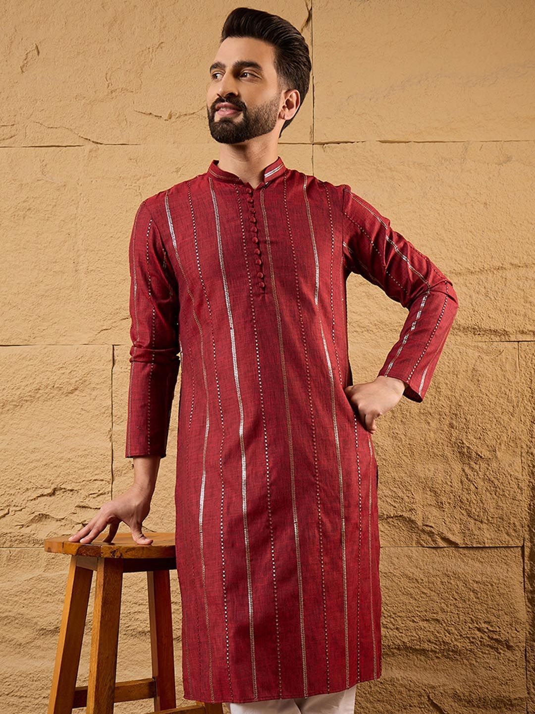 Embroidered Pure Cotton Straight Kurta for Men-image-23