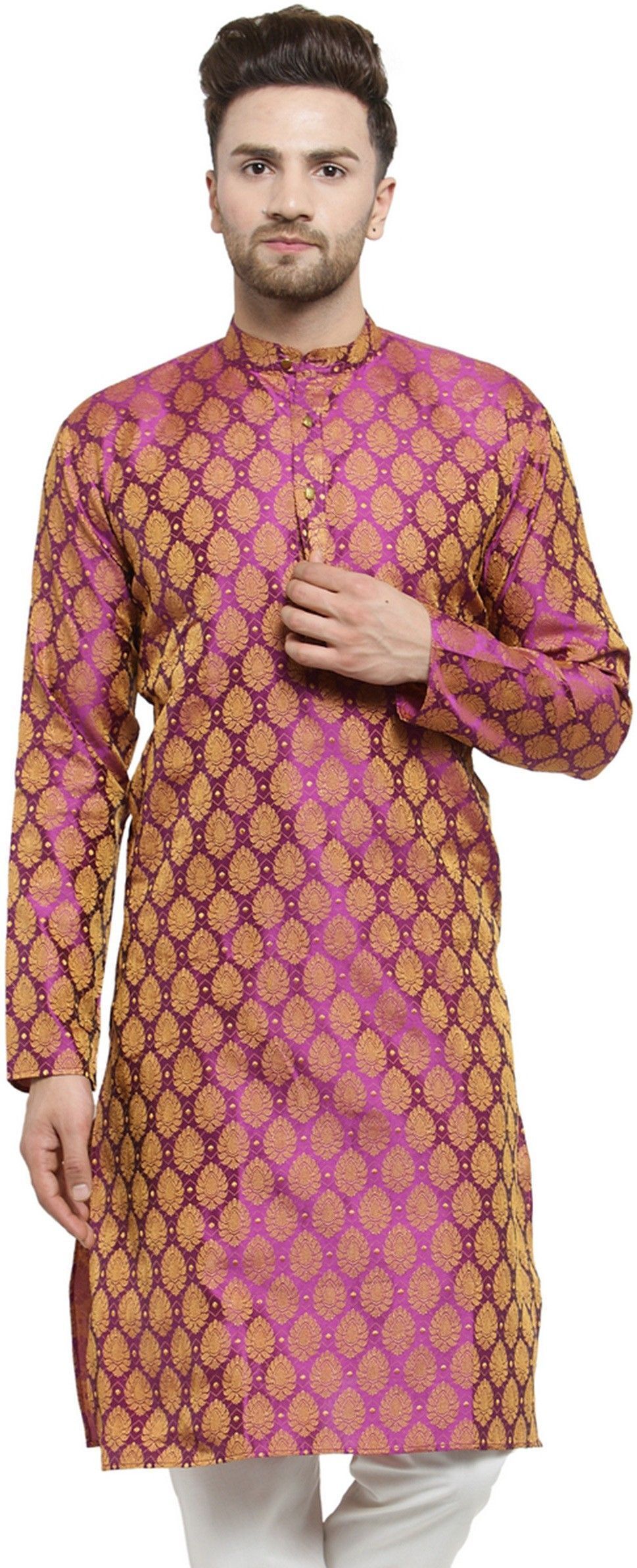 almora Men Woven Design Jacquard Straight Kurta-picture-13