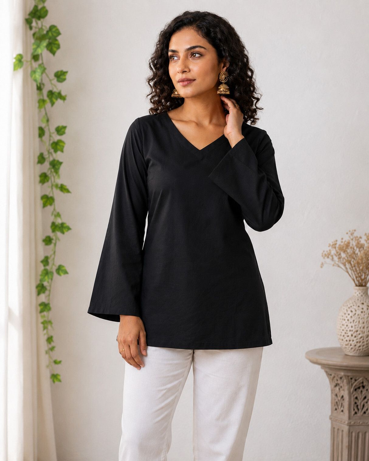 Solid Pure Cotton Straight Kurta for Women-image-38
