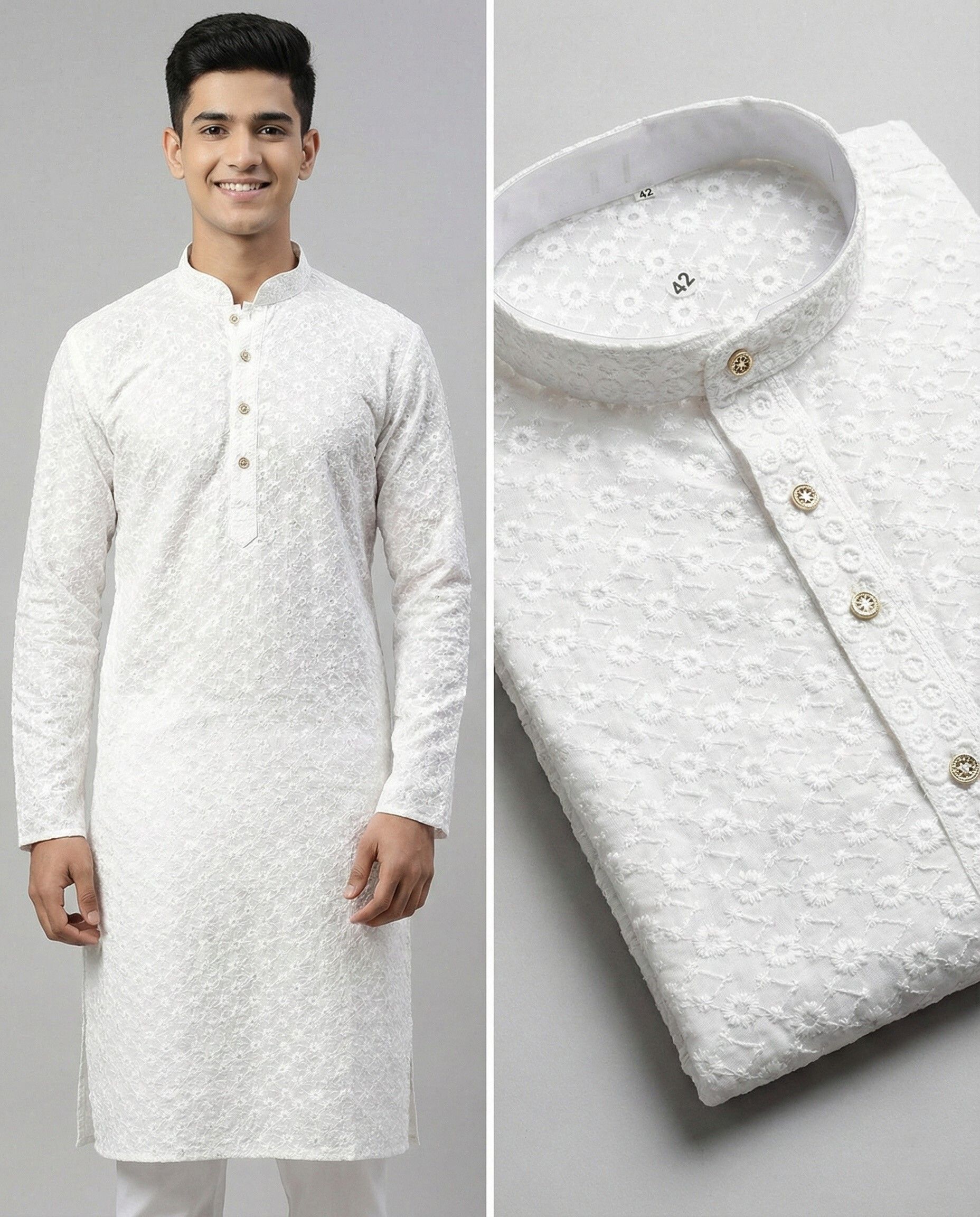 stylekurta Embroidered Cotton Blend Straight Kurta for Men-picture-5