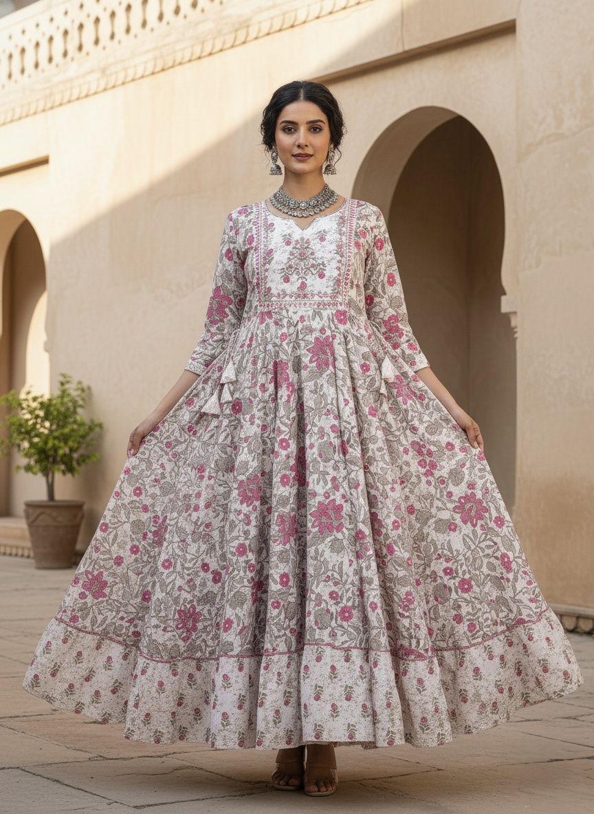 sa rasa Women Printed Pure Cotton Anarkali Kurta-picture-21