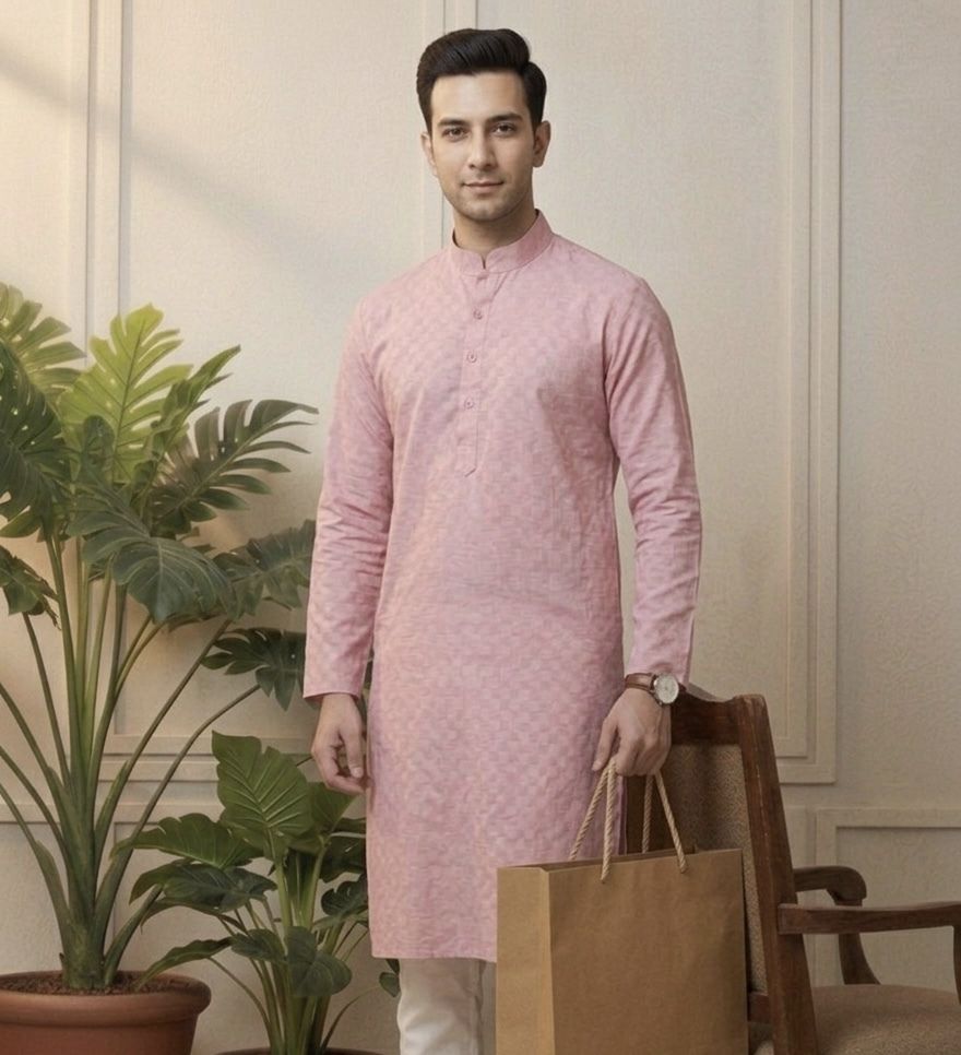 sypher boutique Self Design Cotton Blend Straight Kurta for Men-picture-13