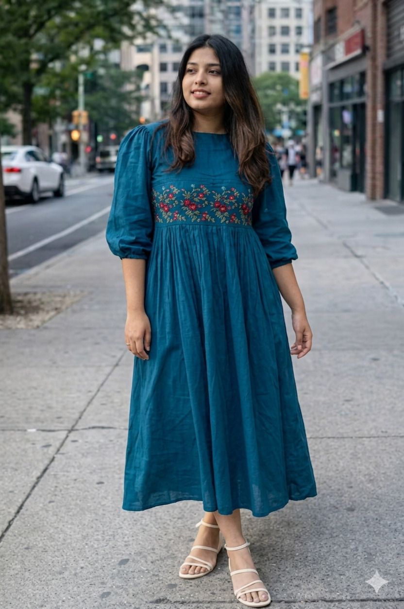 Embroidered Viscose Rayon Flared Kurta for Women-image-11
