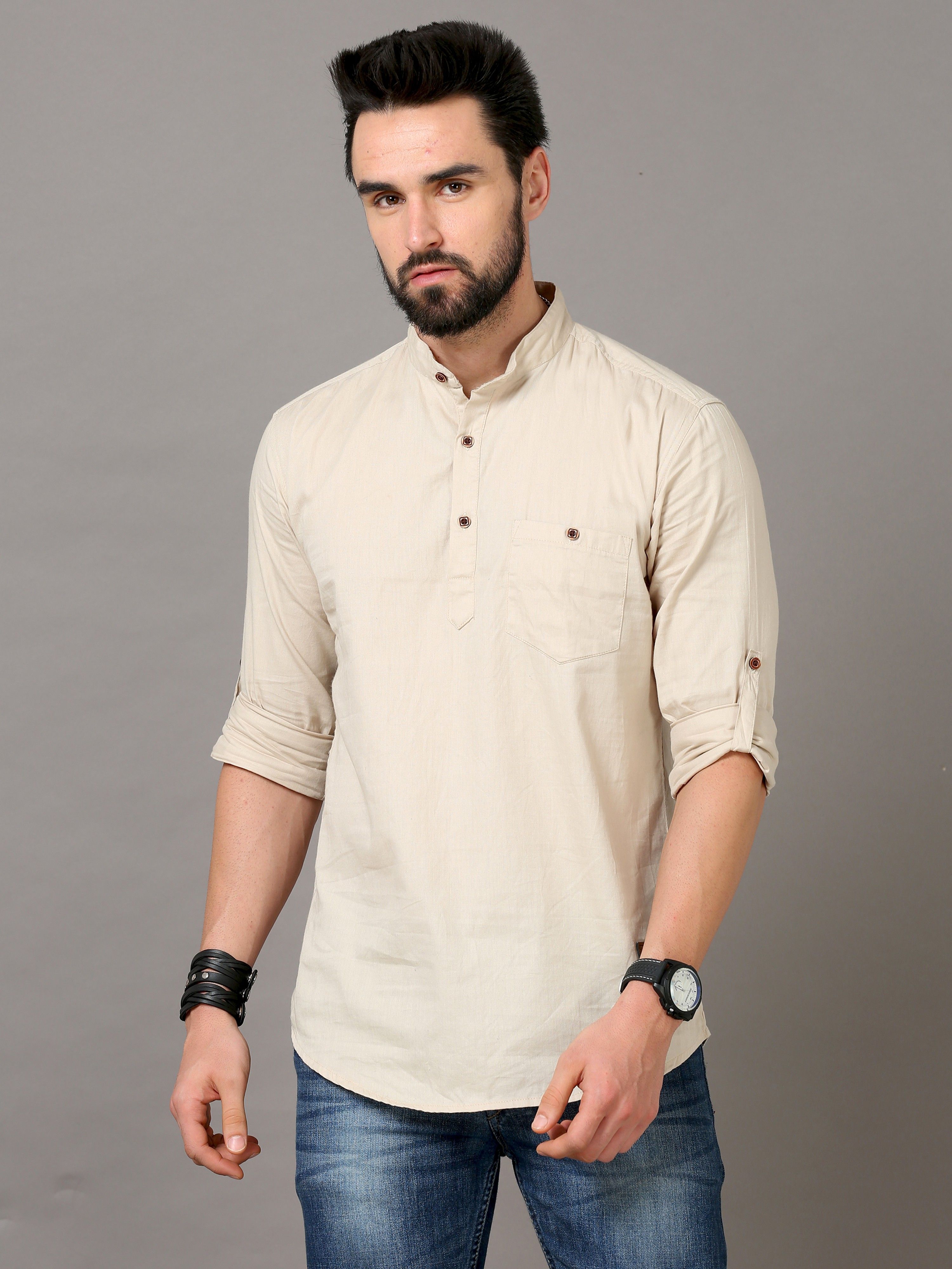 Men Solid Pure Cotton Straight Kurta-image-18