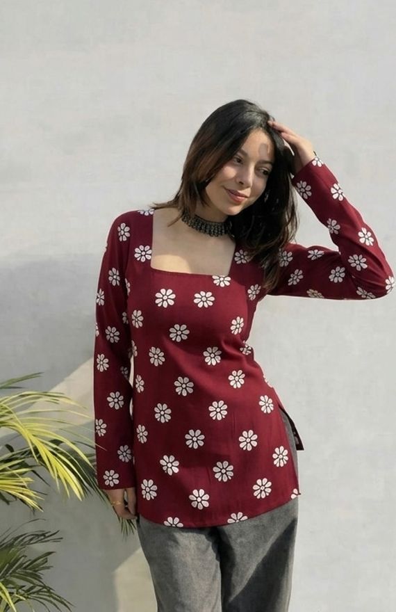 Floral Print Viscose Rayon Straight Kurta for Women-image-46