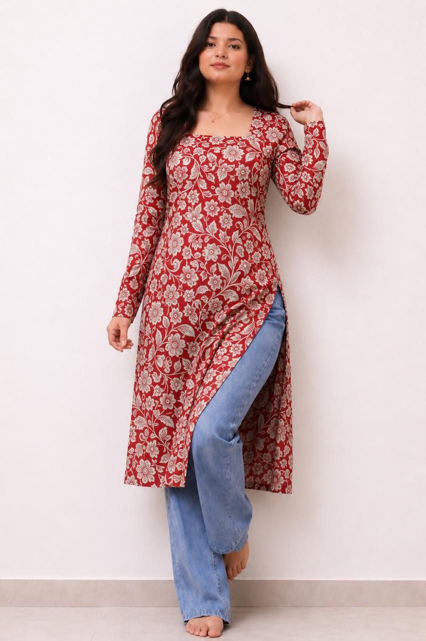 Women Printed Pure Cotton Straight Kurta-image-7