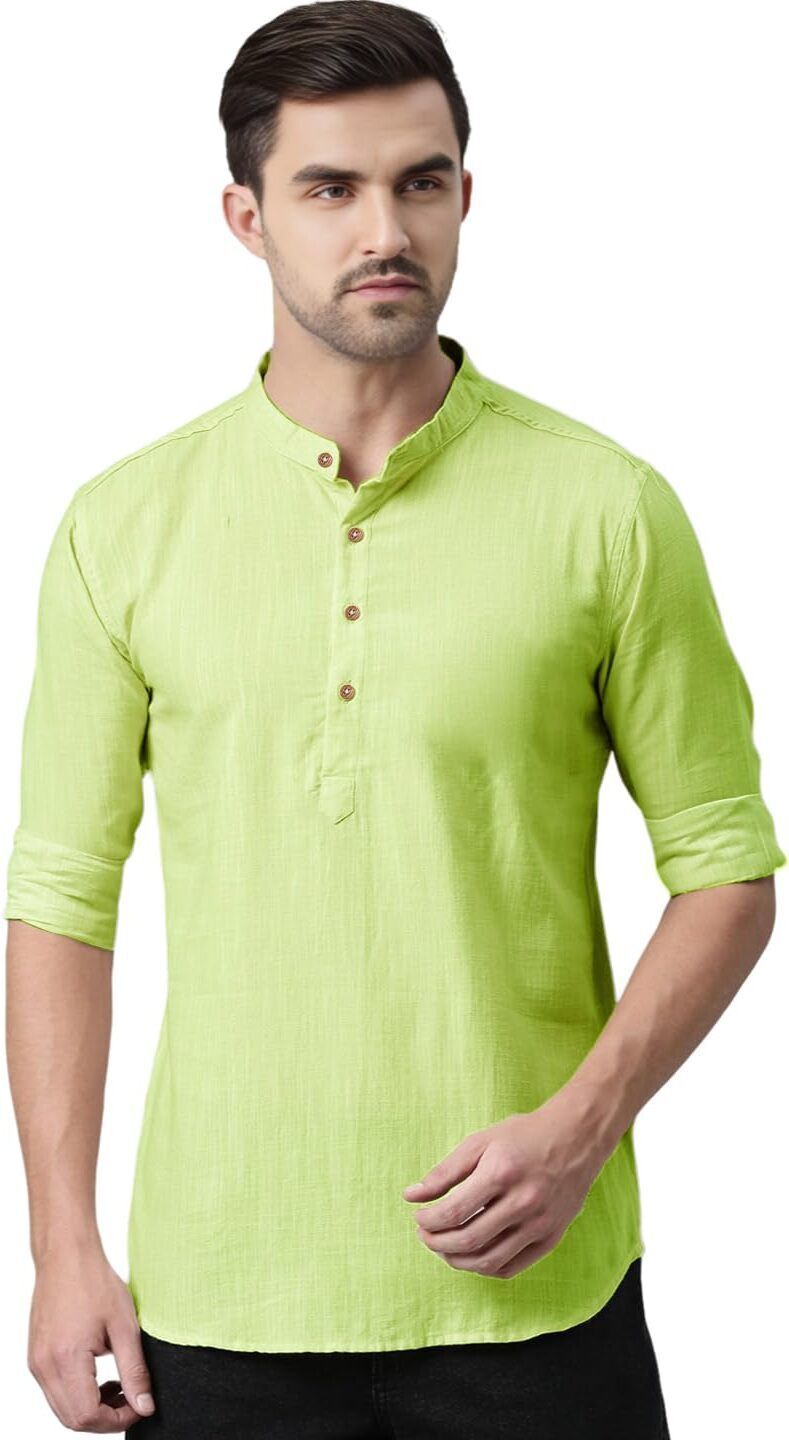 amritenterprise Solid Pure Cotton Straight Kurta for Men-picture-2