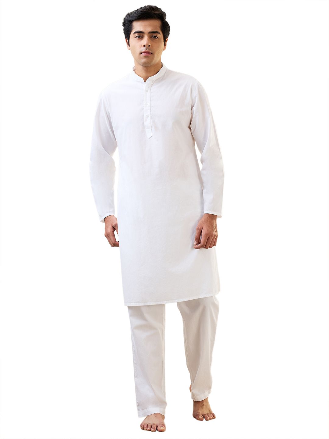 sleepz by raymond Men Solid Pure Cotton Straight Kurta-picture-13