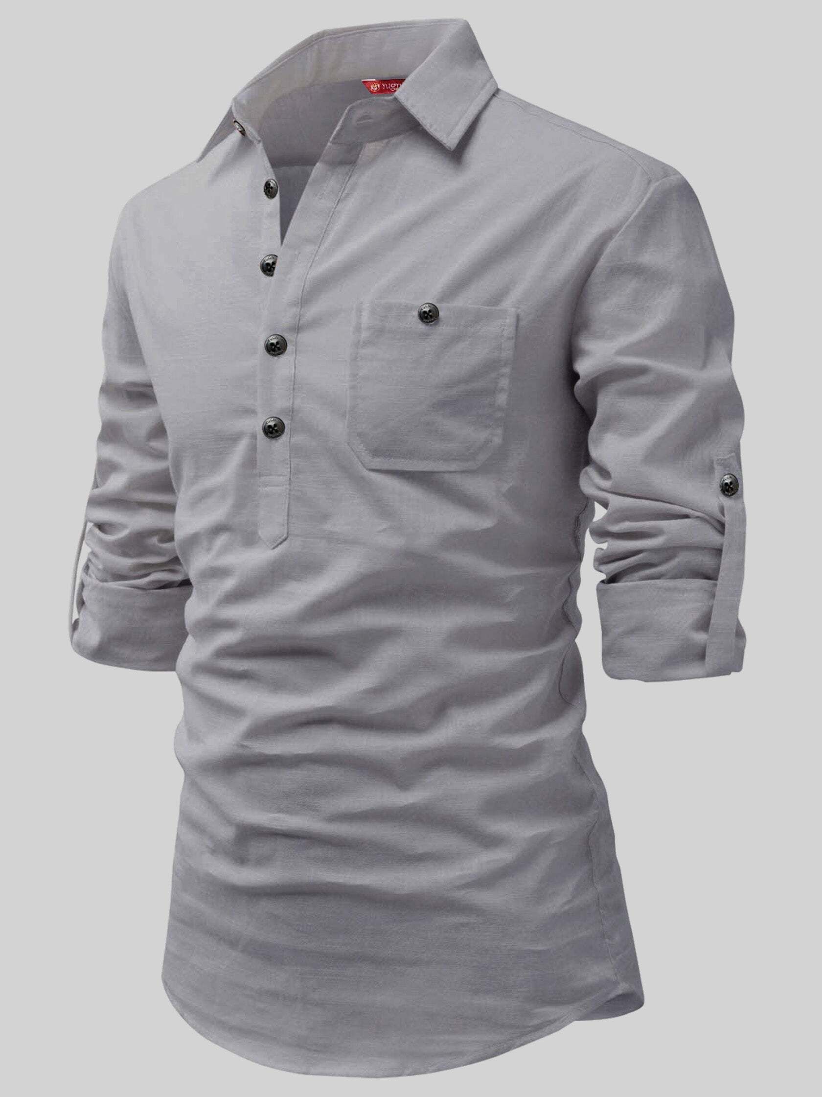 yugnik Men Solid Pure Cotton A-line Kurta-picture-12