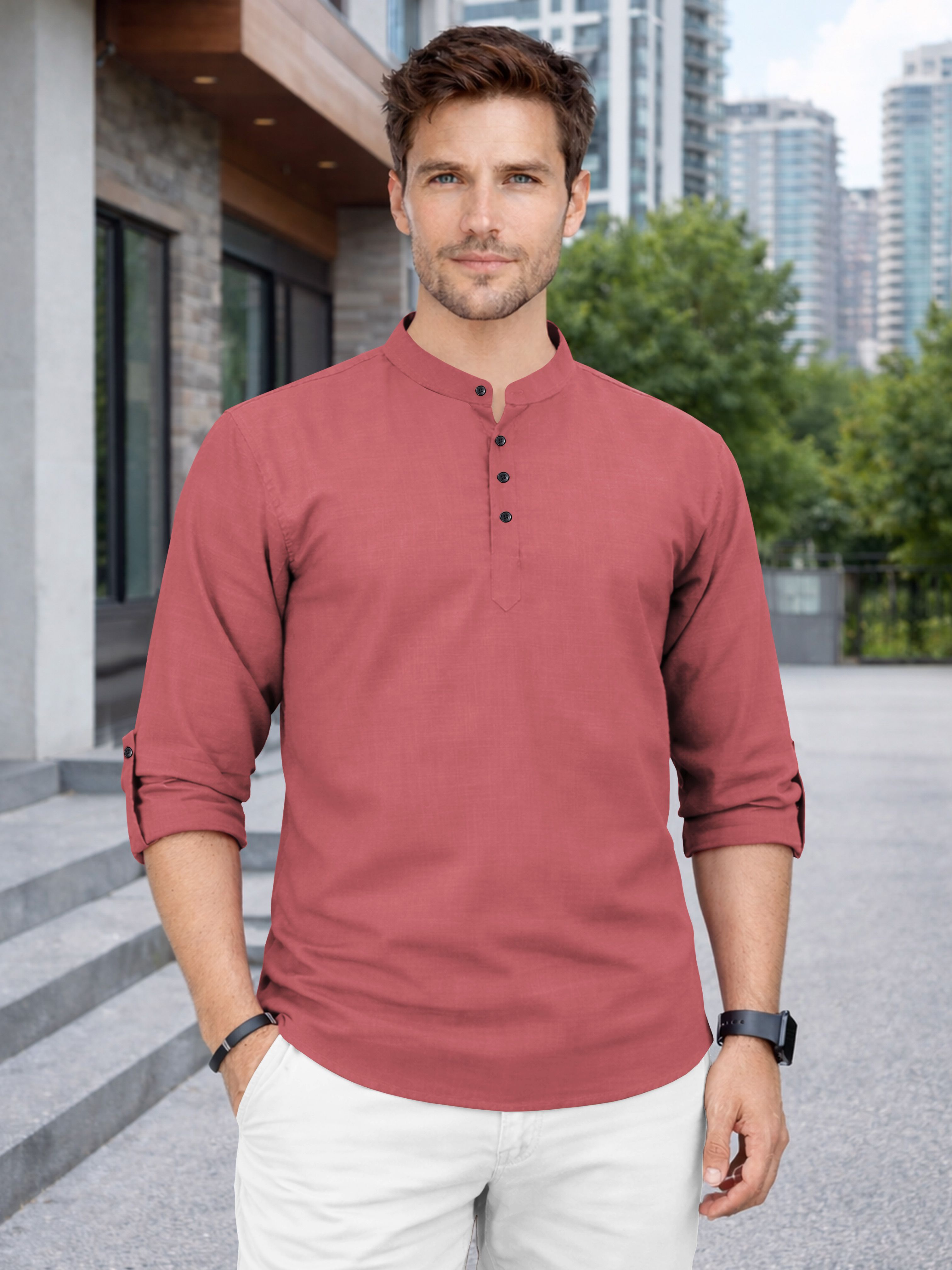 vebnor Men Solid Cotton Blend Straight Kurta-picture-32