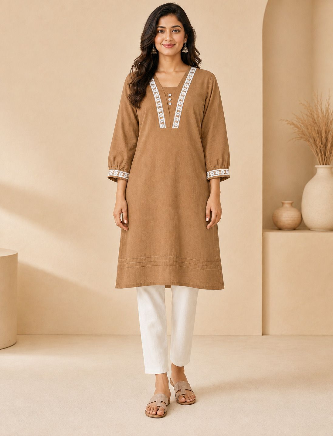 Self Design Cotton Rayon A-line Kurta for Women-image-23