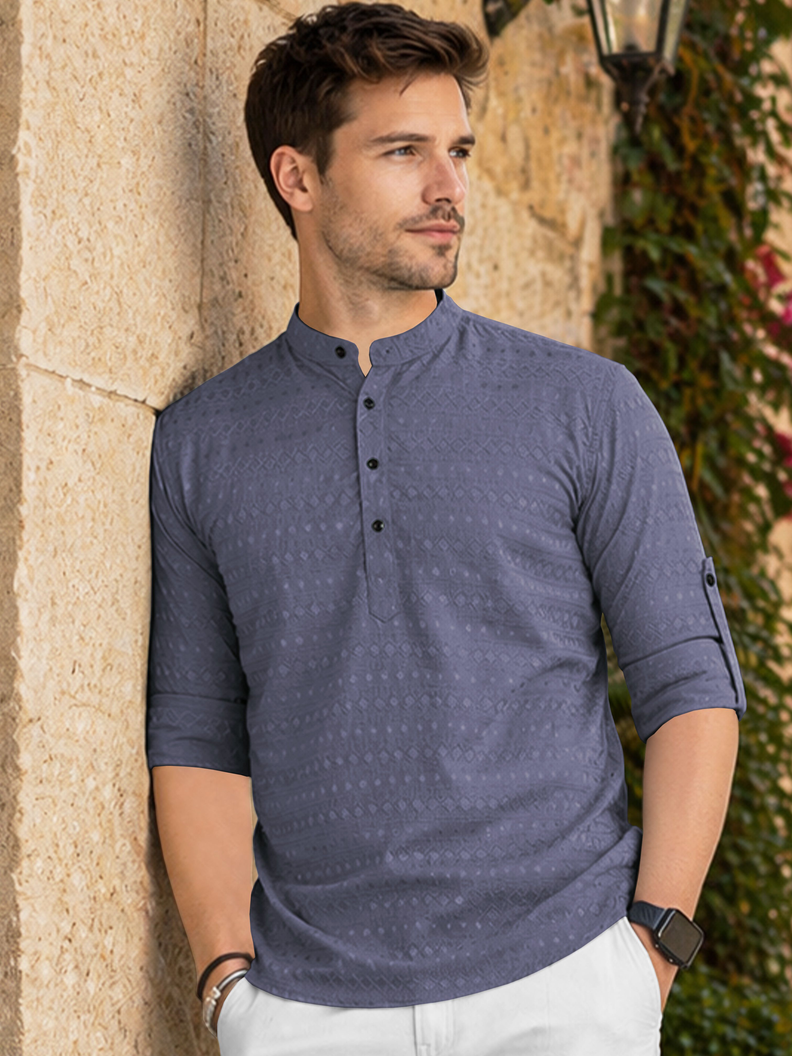 vebnor Men Self Design Art Silk Straight Kurta-picture-24
