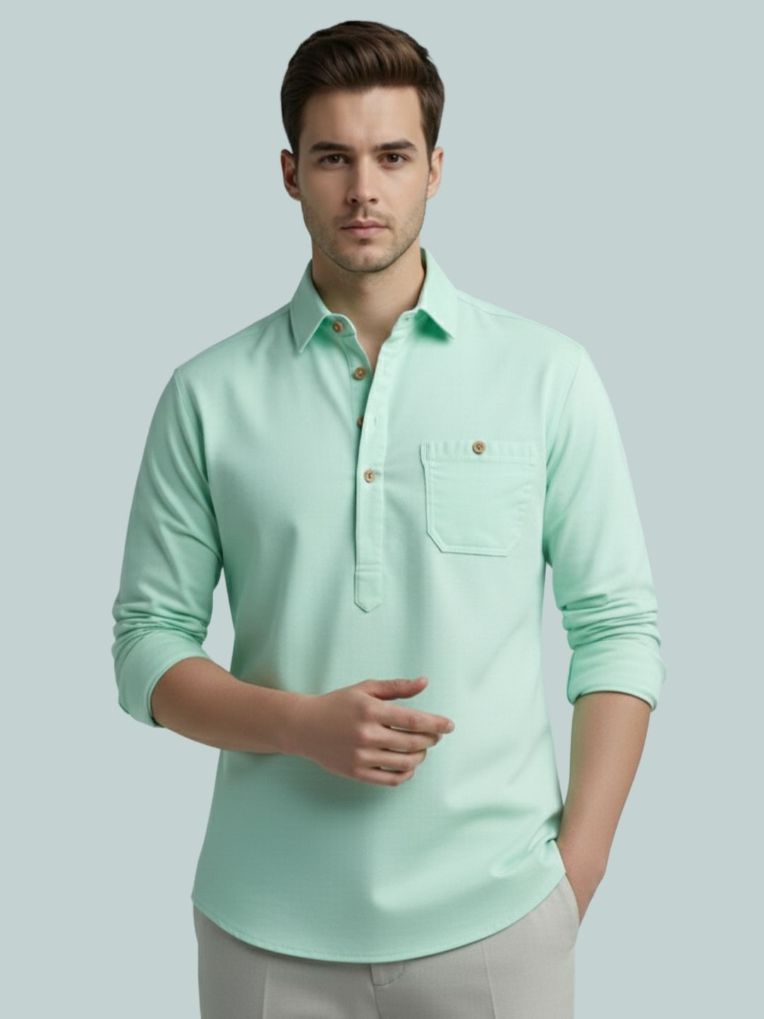 edinswoifs trend Solid Cotton Blend Straight Kurta for Men-picture-13