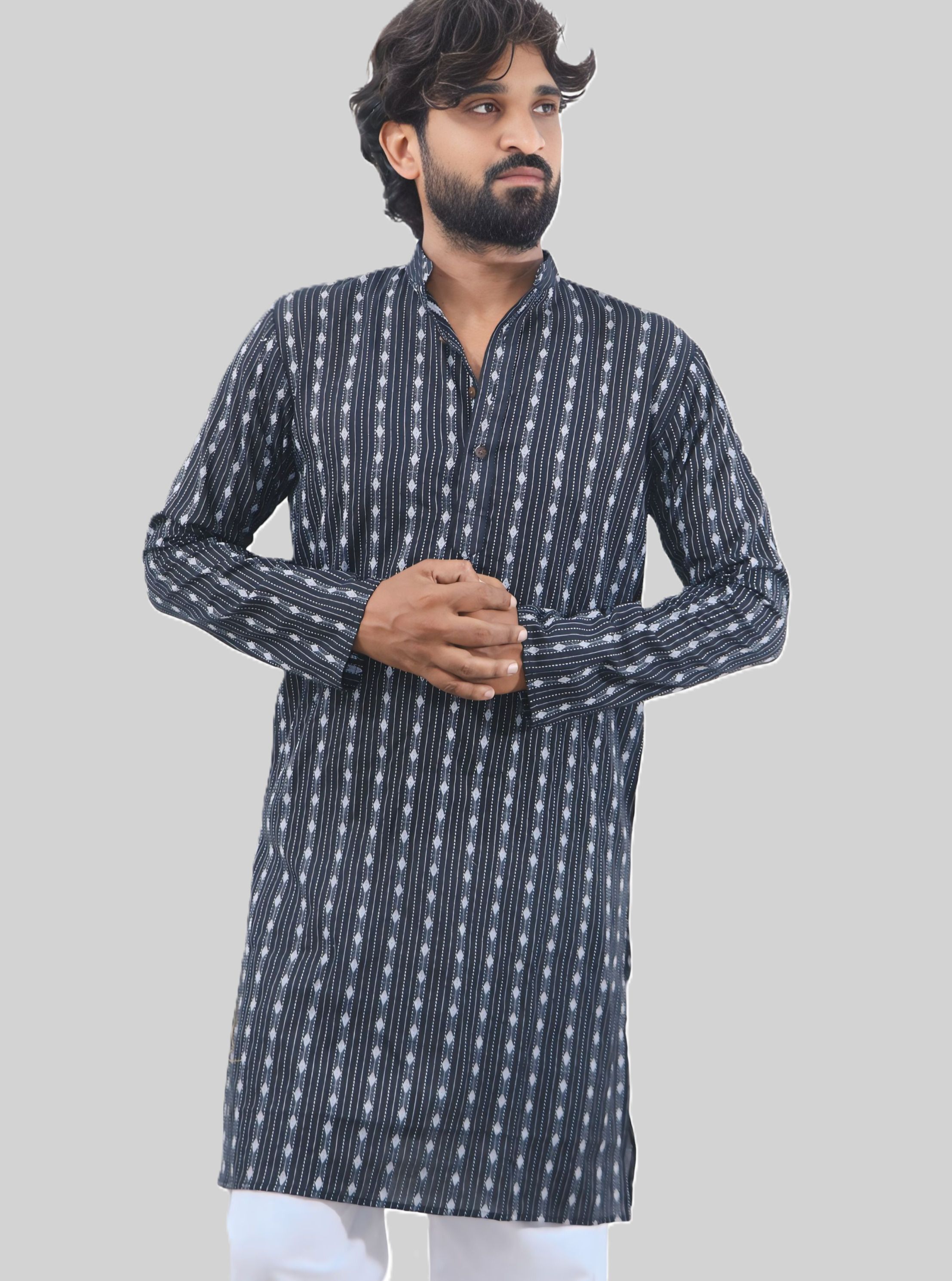 ladsloom Men Striped Pure Cotton Straight Kurta-picture-18