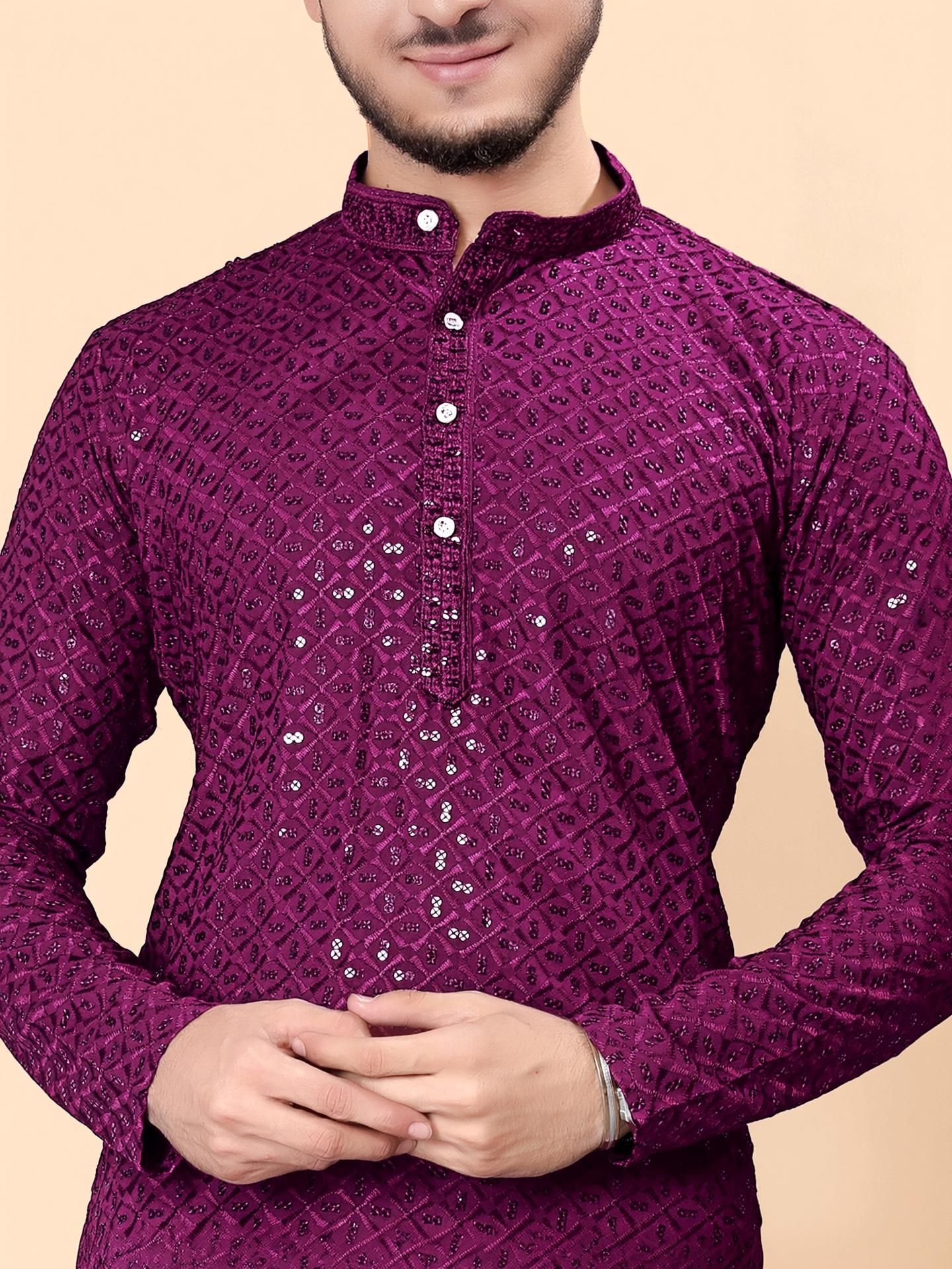 stylekurta Embroidered Viscose Rayon Straight Kurta for Men-picture-5