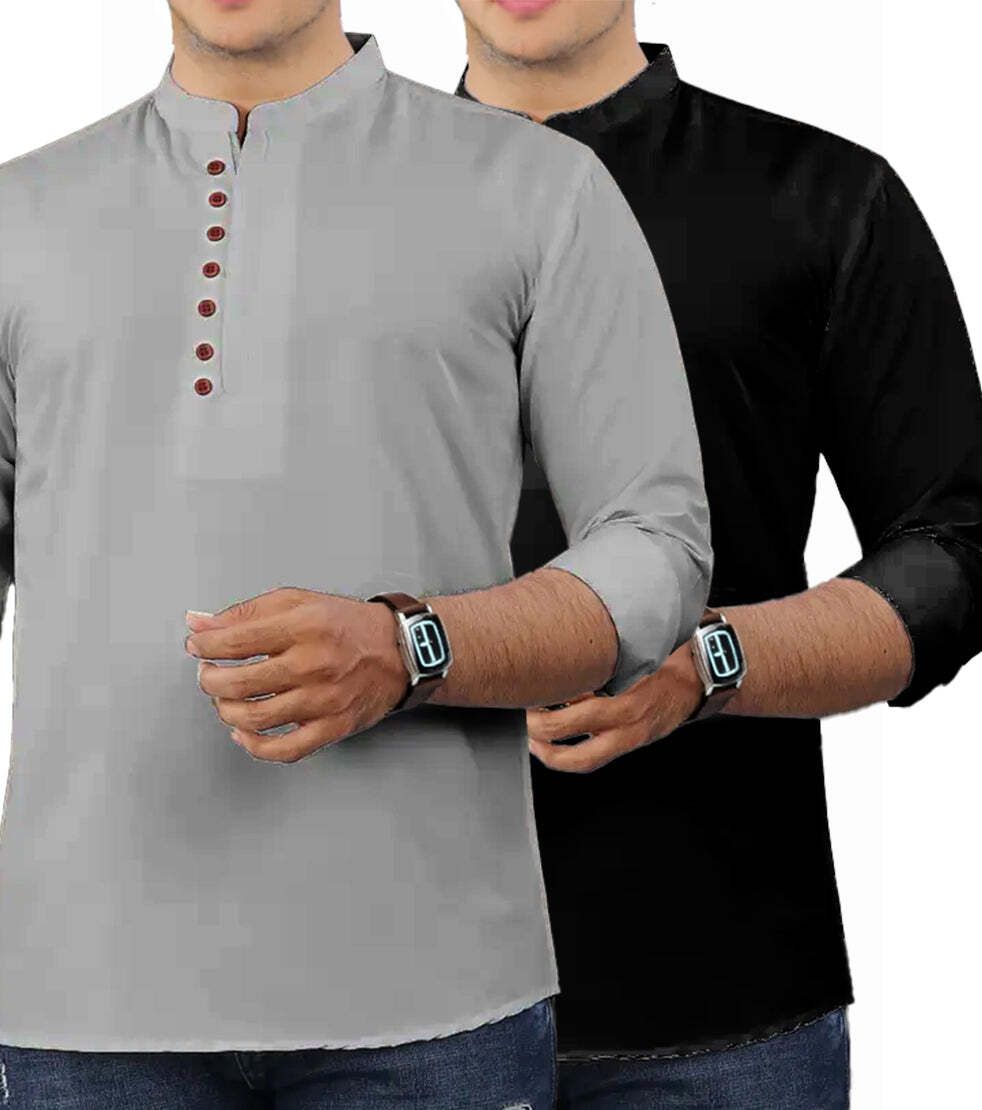 trendy buddhesh Printed Cotton Blend Straight Kurta for Men-picture-10