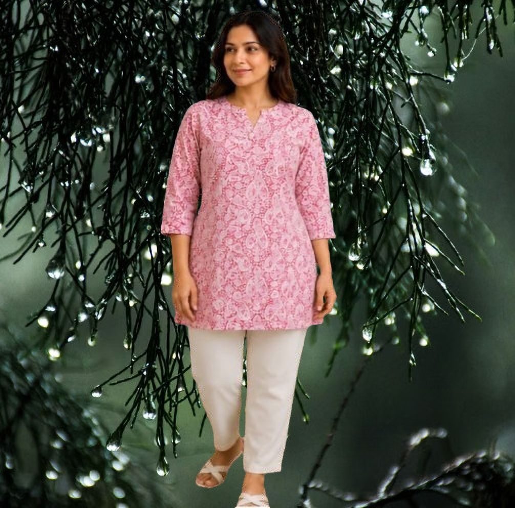 mc group Floral Print, Printed Pure Cotton, Cotton Blend A-line Kurta for Women-picture-23