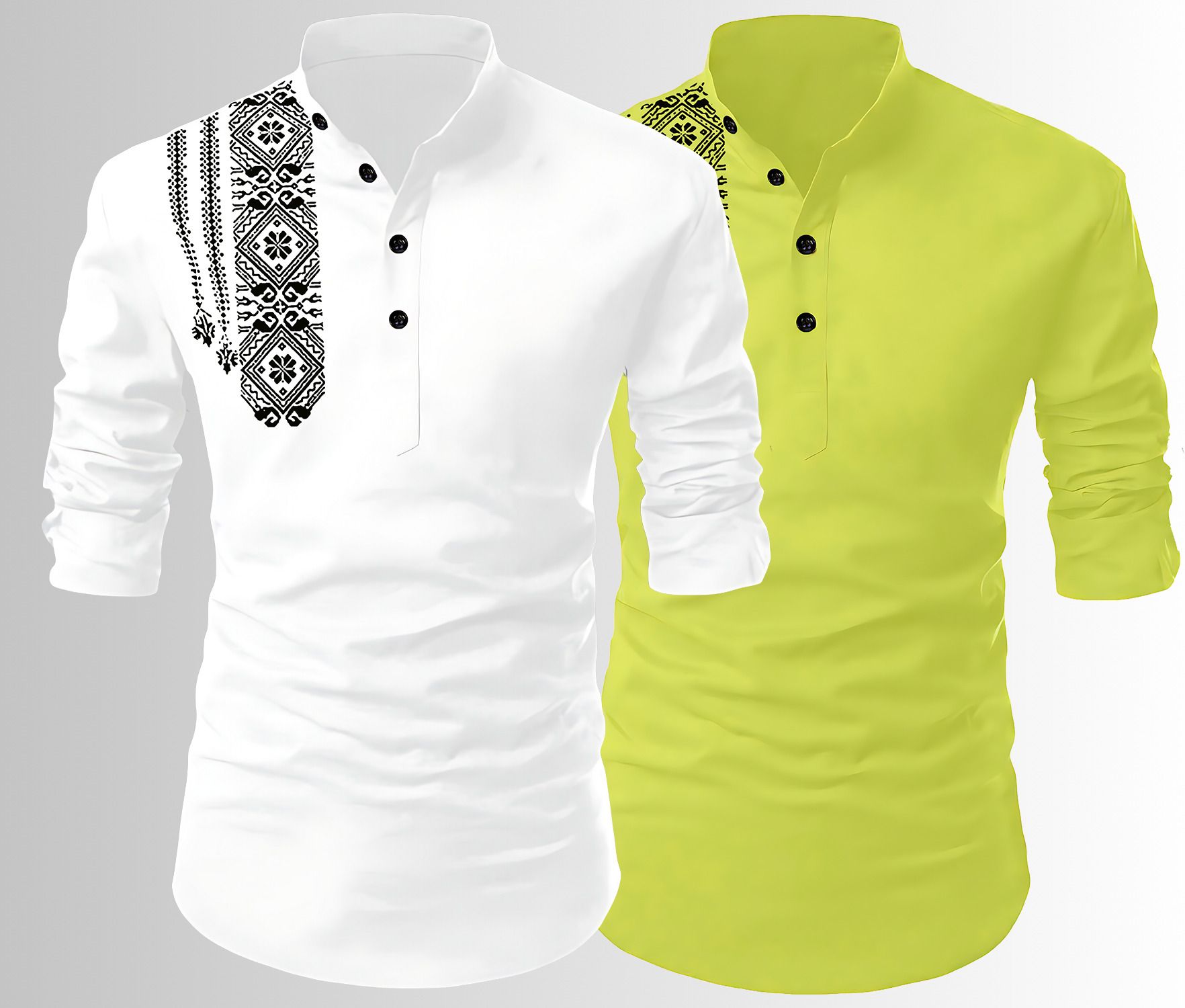 fashion marts Pack of 2 Men Printed Cotton Blend Straight Kurta-picture-22