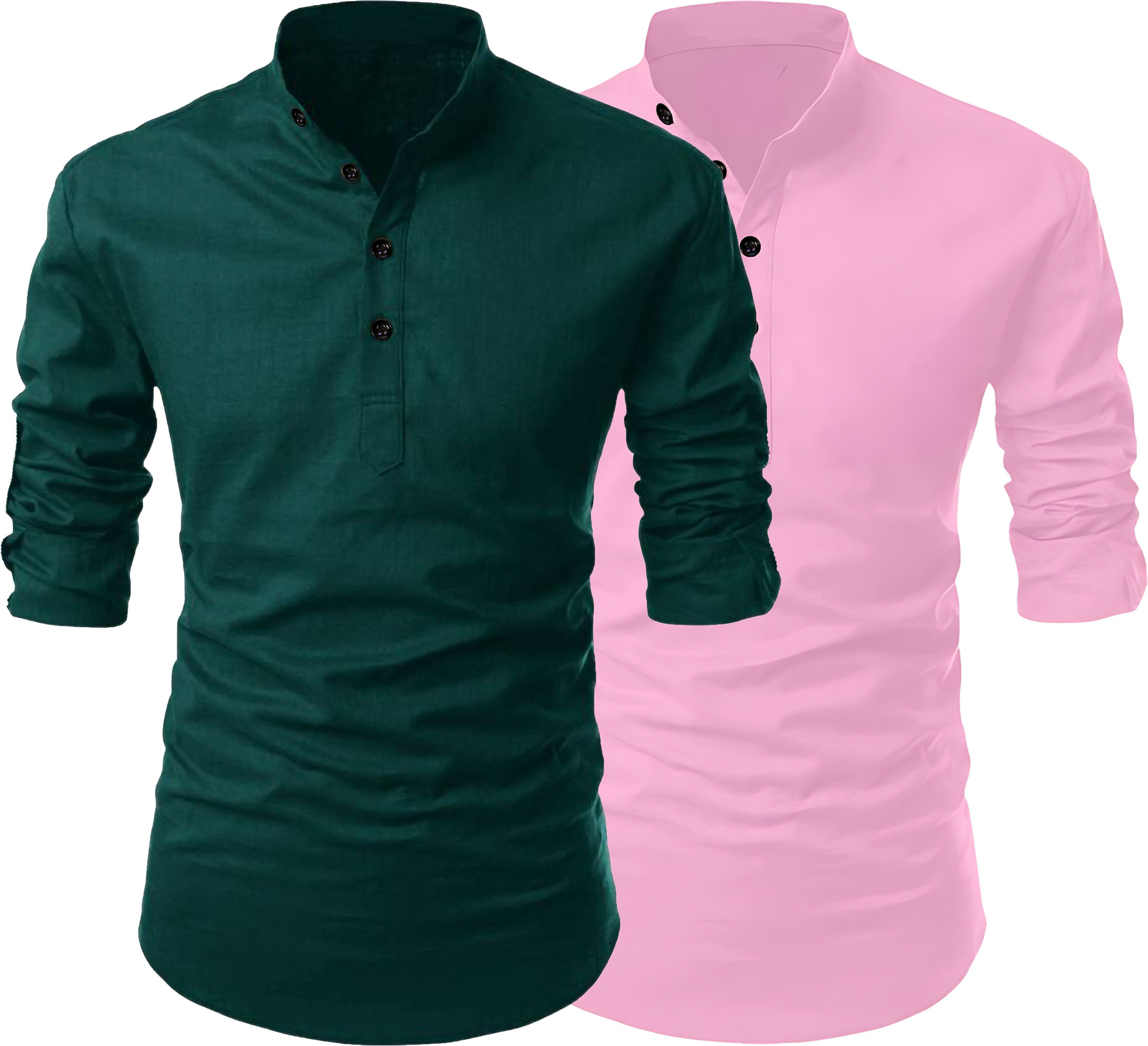 fashion marts Pack of 2 Solid Cotton Blend Straight Kurta for Men-picture-18