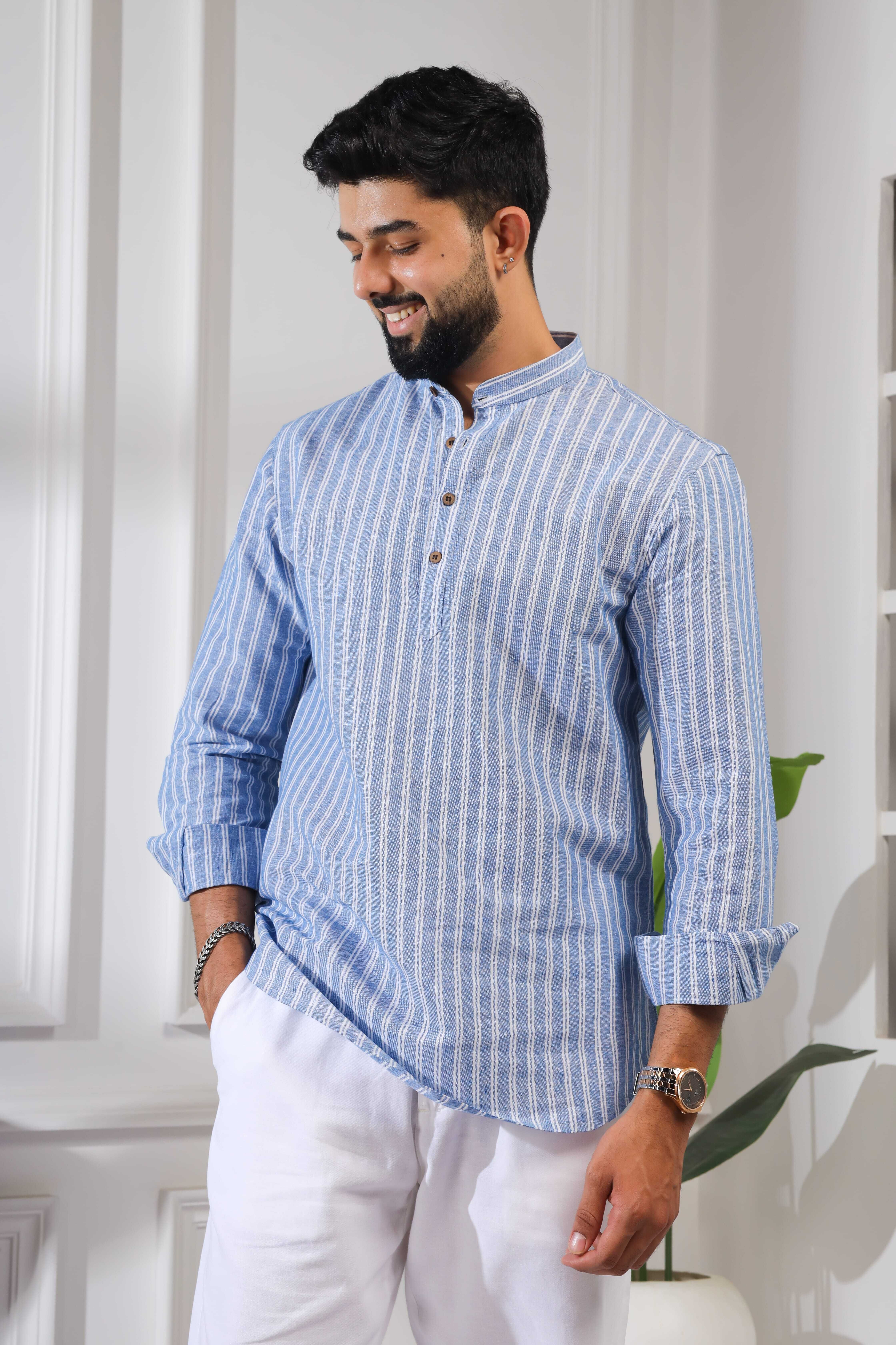 koshin Striped Cotton Blend Straight Kurta for Men-picture-38