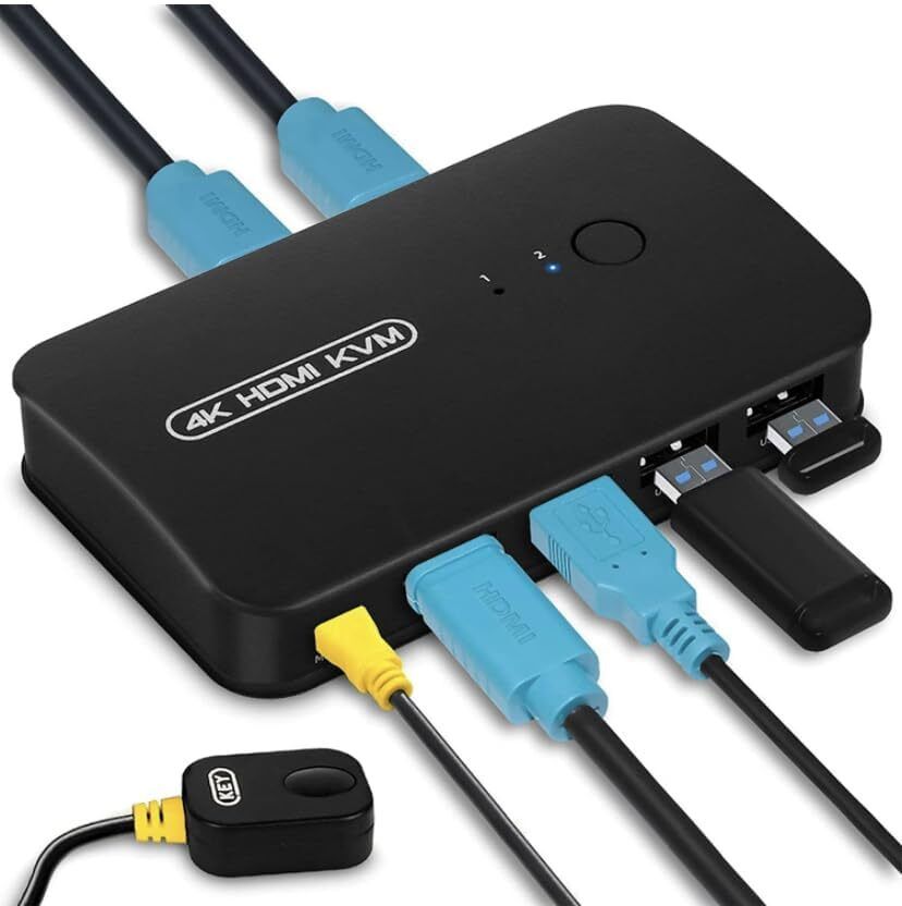 Etzin HDMI USB KVM Switch 2 Port Selector Box for 2 Computers Share Keyboard Mouse 0 cm KVM Console-image-6
