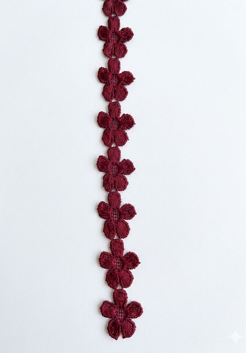 zeeshan collection 1-65 Maroon cotton floral lace 9 meter 20mm Lace Reel-picture-27
